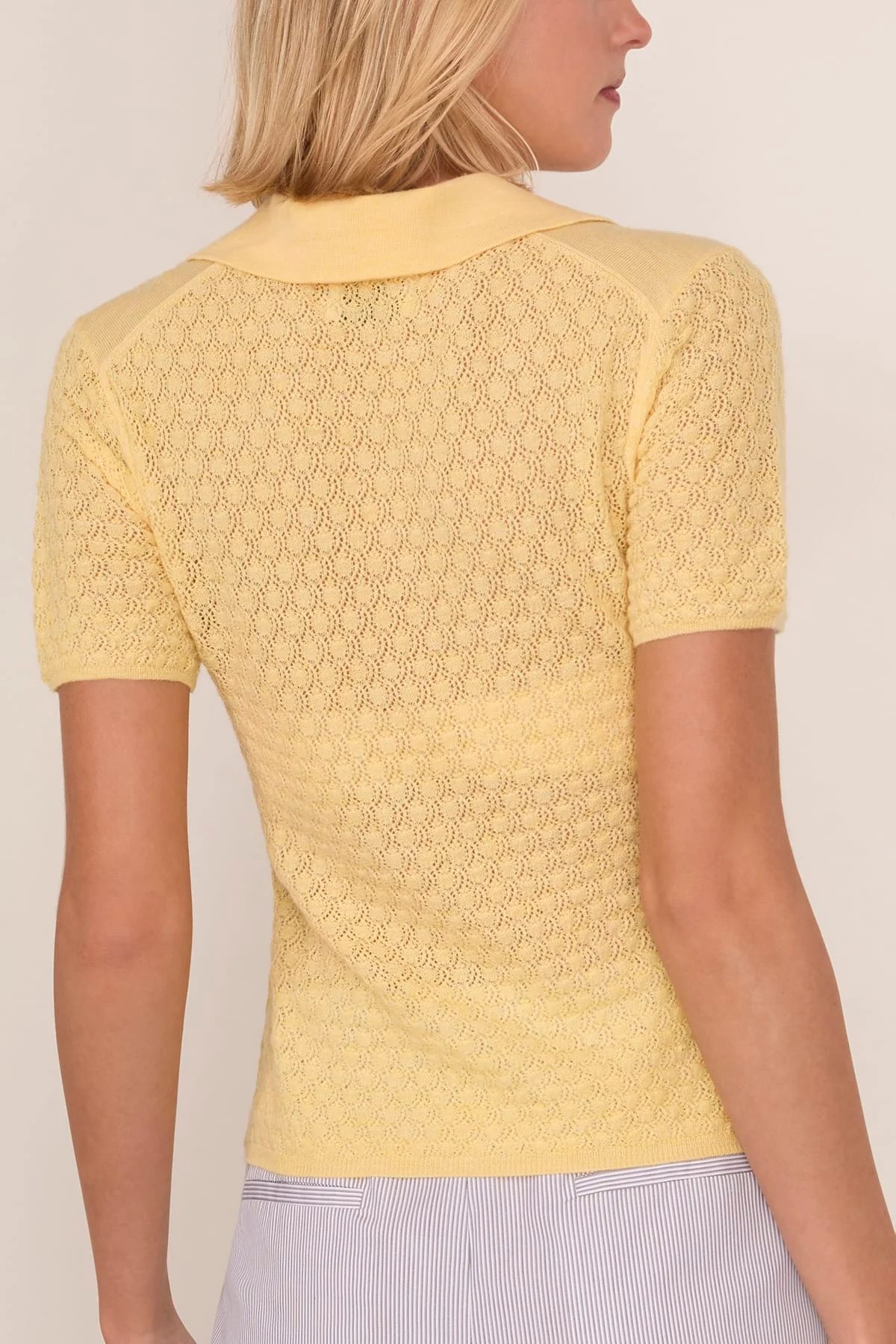 Pointelle Camilla Knit Top in Lemon Meringue - Image 4
