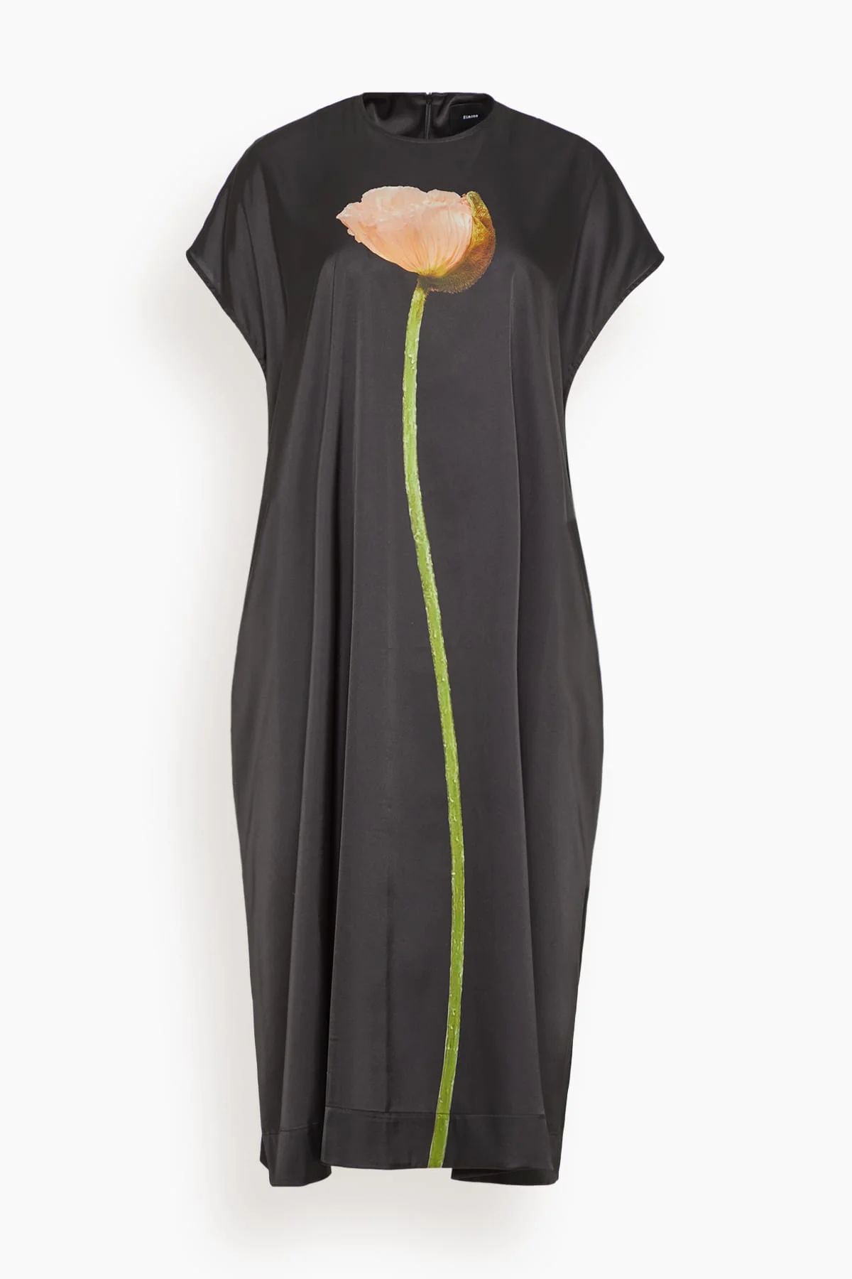 Poppy Motif Smock Dress in Black