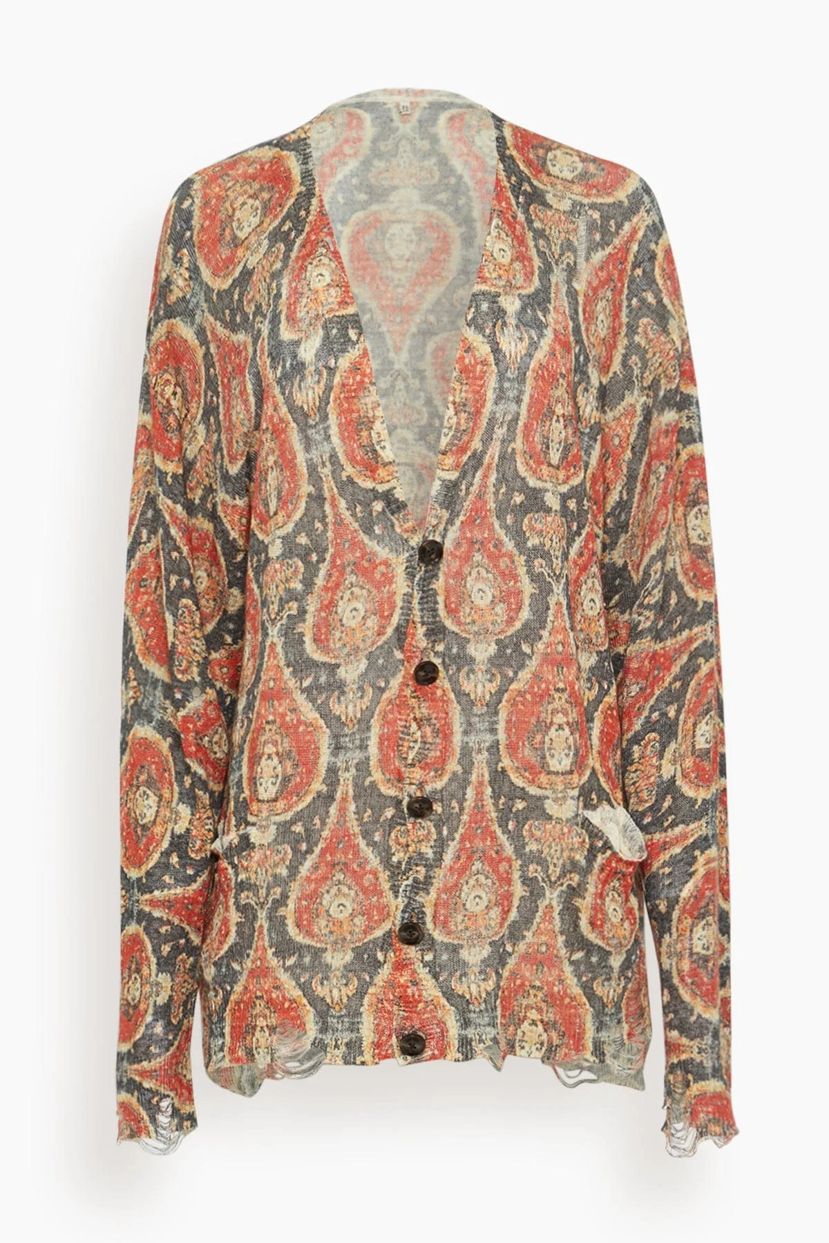 Printed Boyfriend Cardigan in Black/Red Multicolor