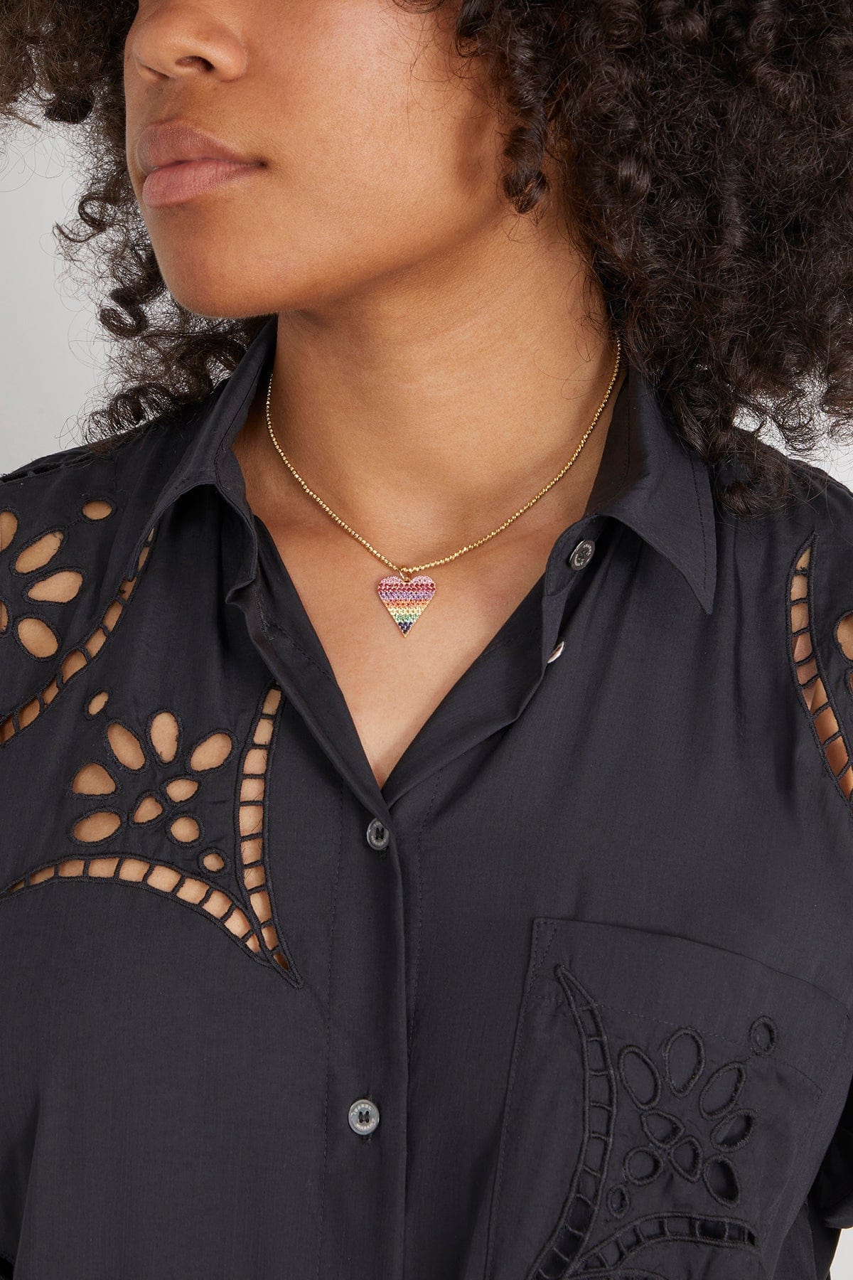 Rainbow Heart Pendant in 14k Yellow Gold - Image 2