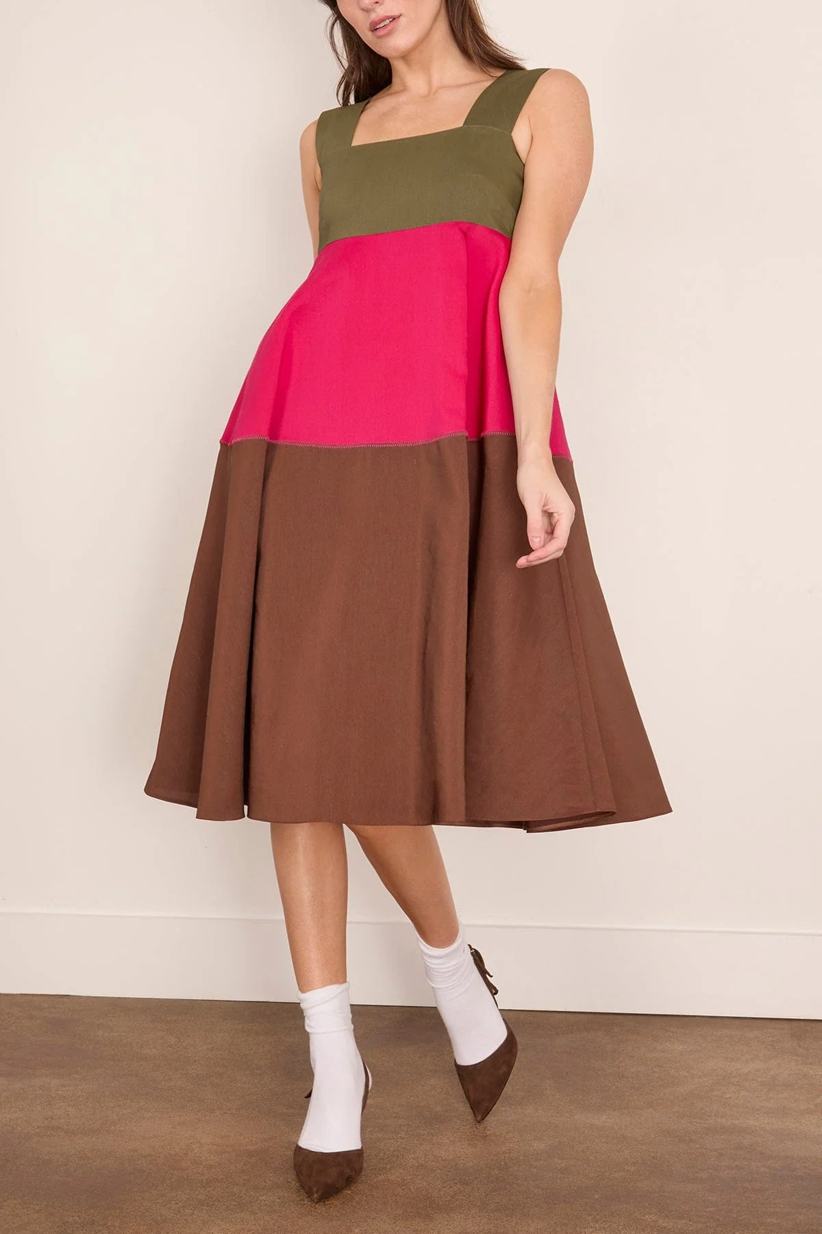 Raw Viscose Ramie Dress in Tobacco - Image 3
