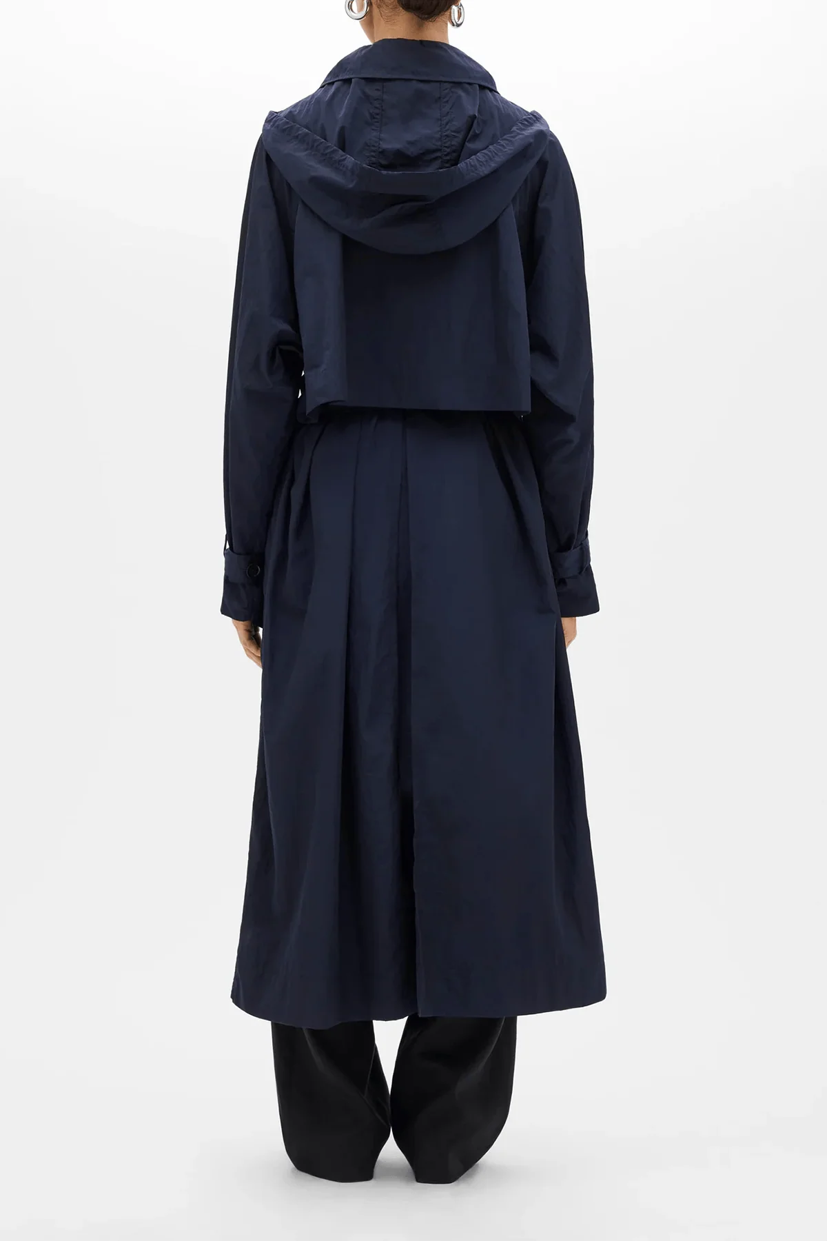 Recycled Nylon Trench in Navy - Image 4