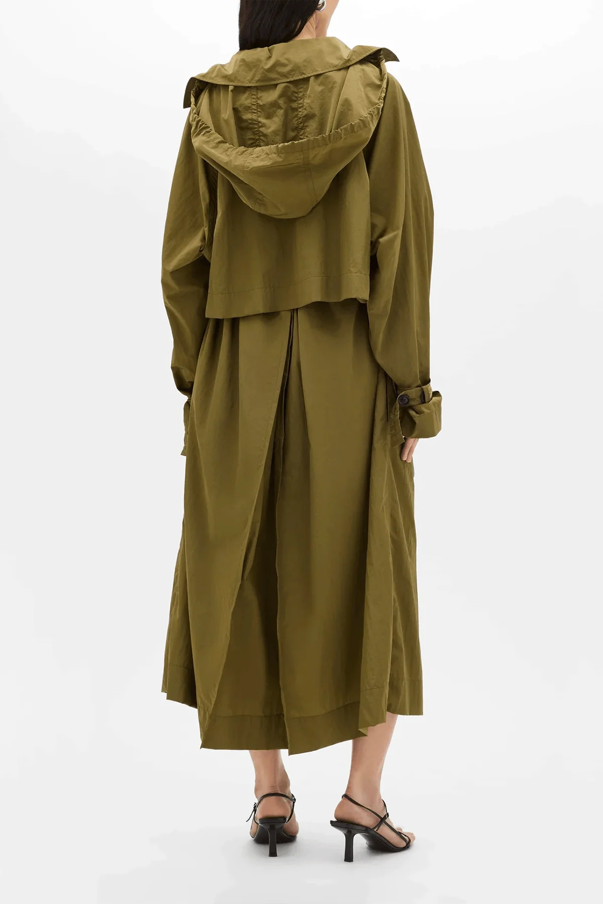 Recycled Nylon Trench in Olive - Image 4
