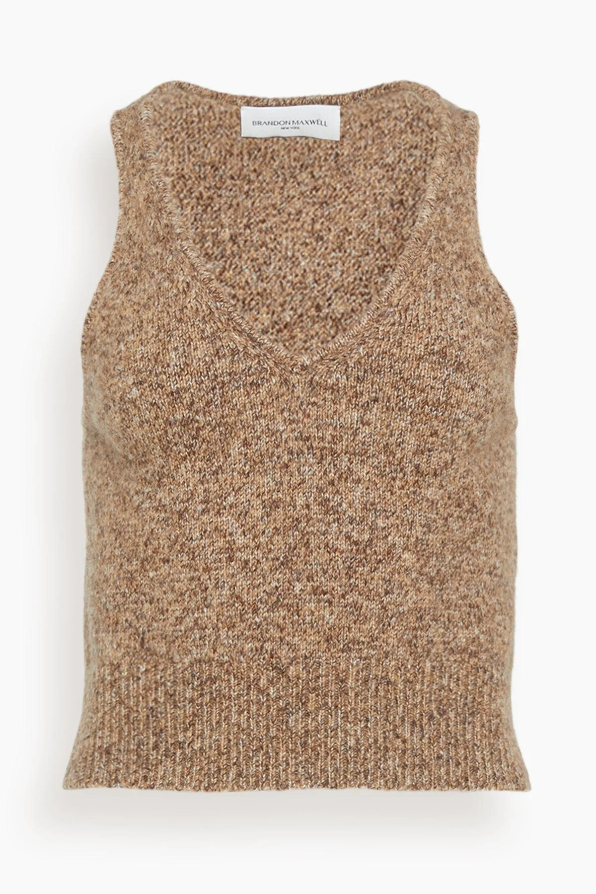 Reese V-Neck Knit Tank in Marled Brown