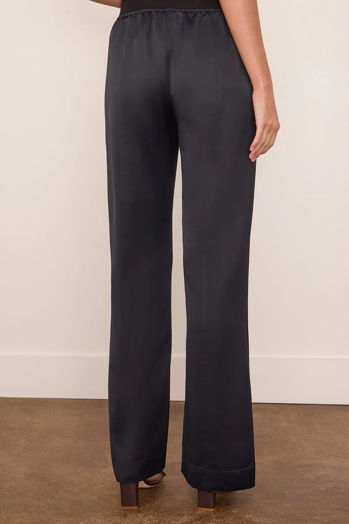 Relaxed Satin Trouser in Black - Image 4