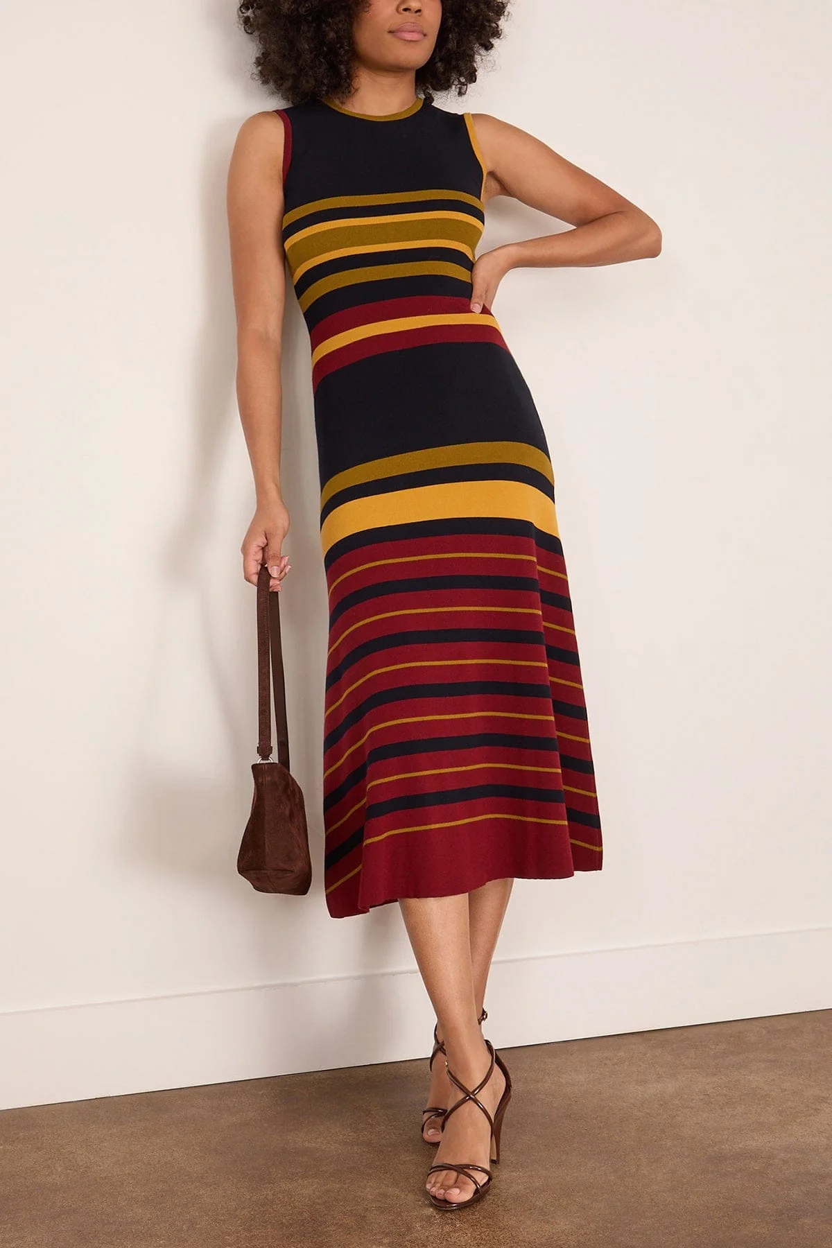 Rian Knitted Open Back Dress in Multi Stripes - Image 2