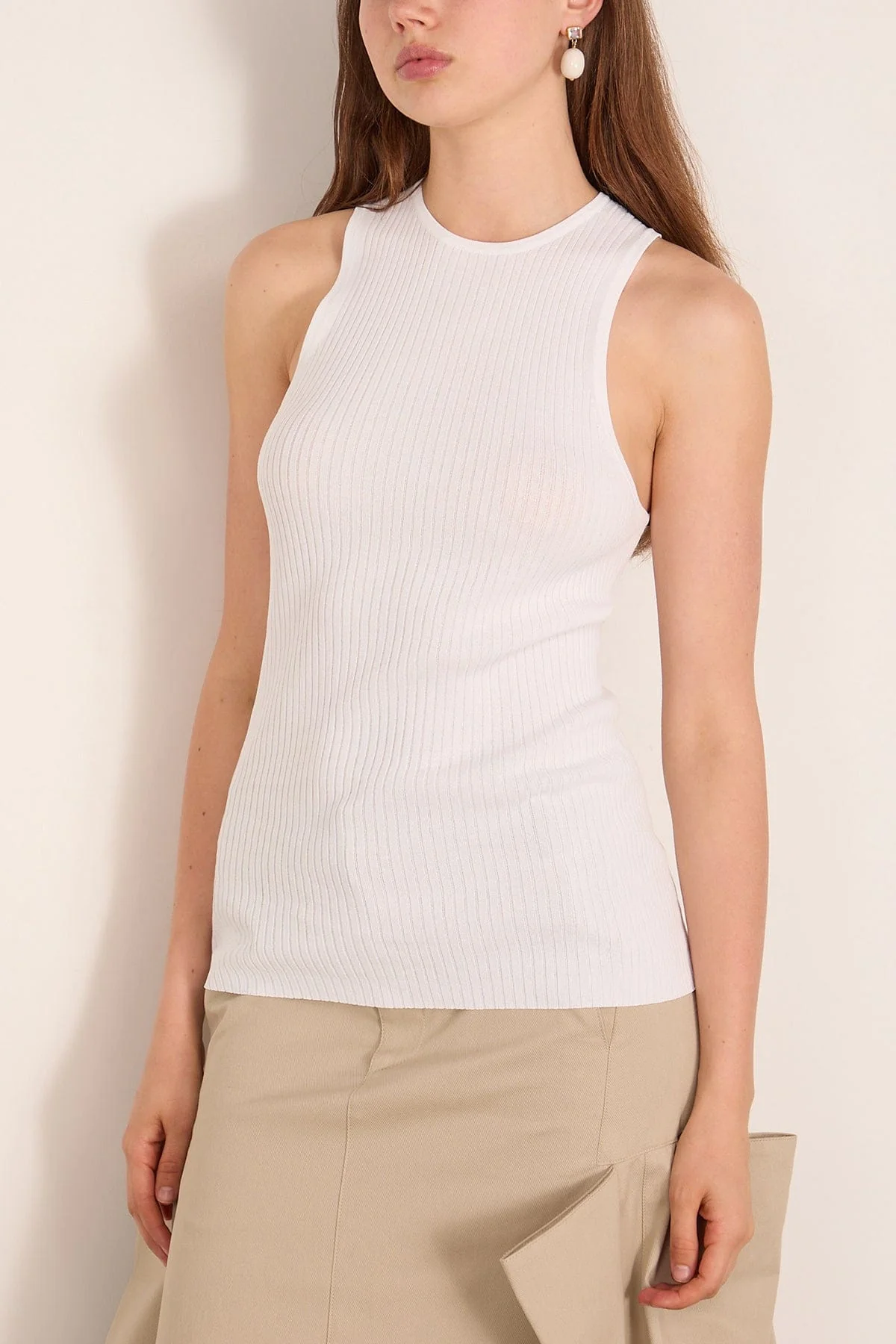 Ribbed Sweater Cut Out Tank in White - Image 3