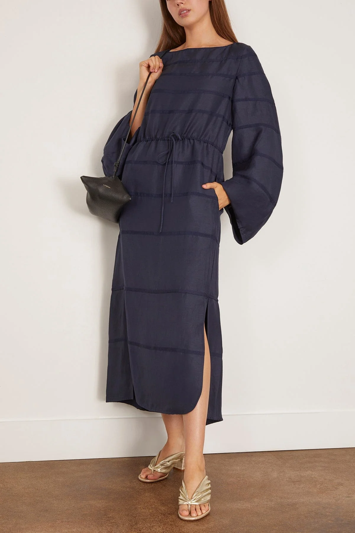 Ribbon Caftan Dress in Navy - Image 2