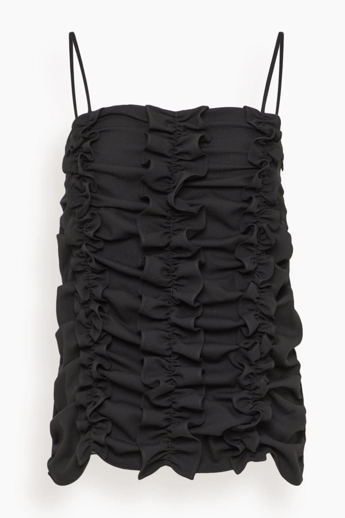 Ruched Frill Top in Black