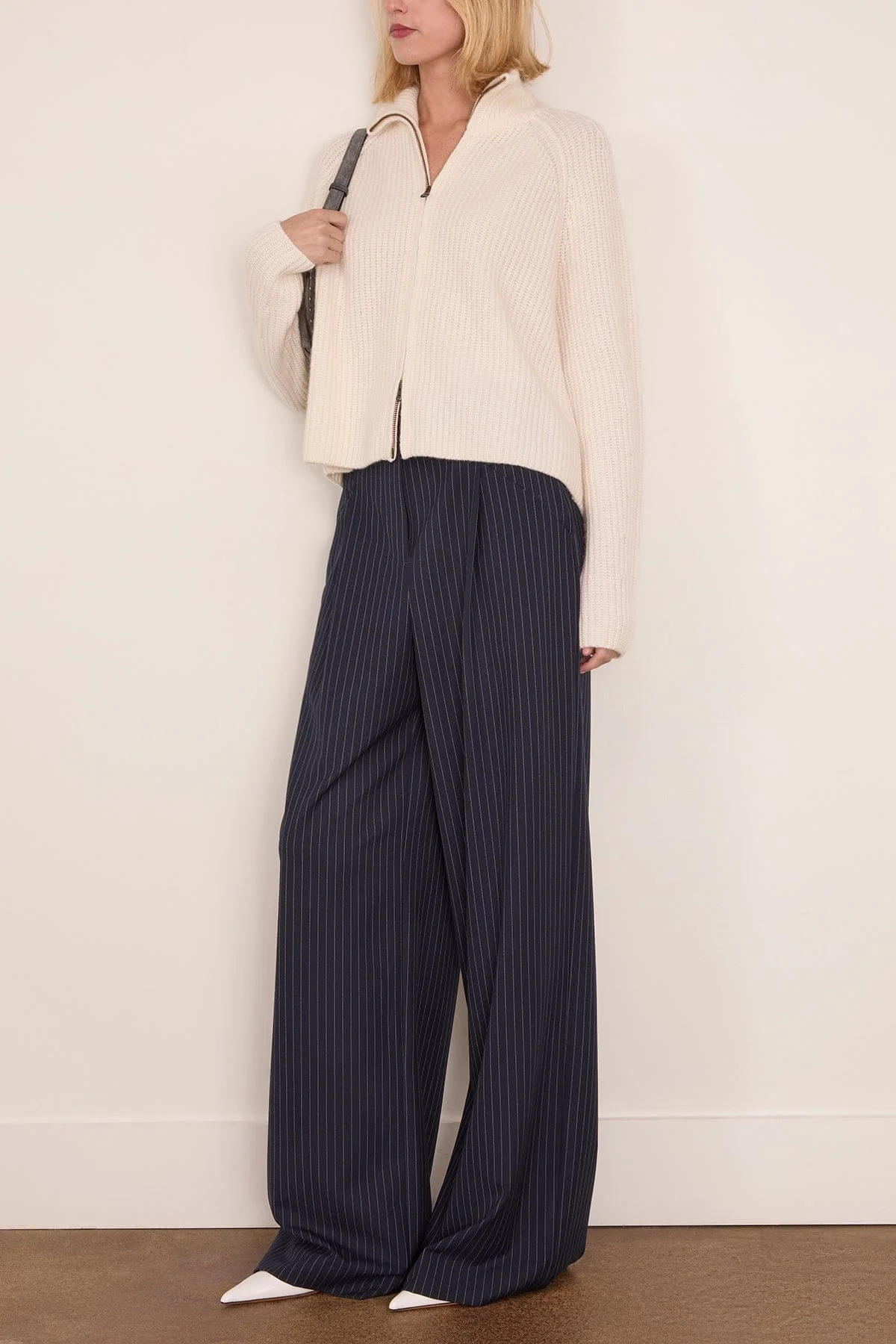 Sadie Zip Cardigan in Cream - Image 2