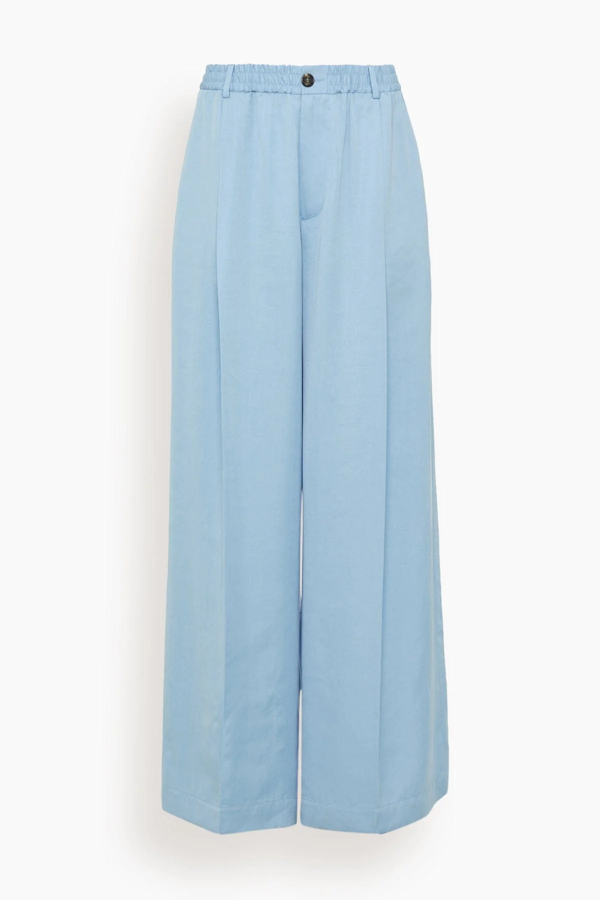 Satin Wide Leg Trousers in Light Blue