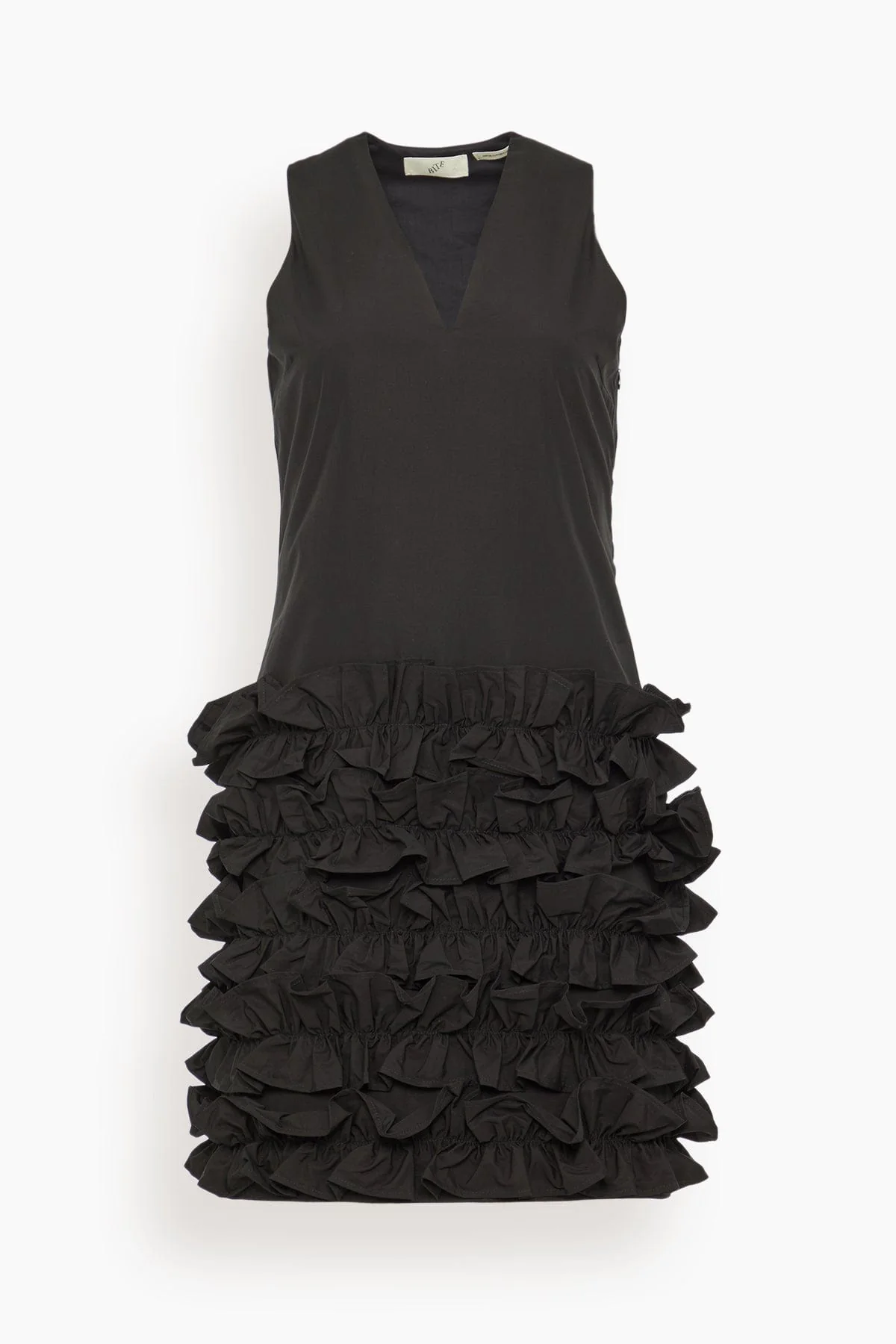 Scenic Organic Cotton Frill Dress in Black