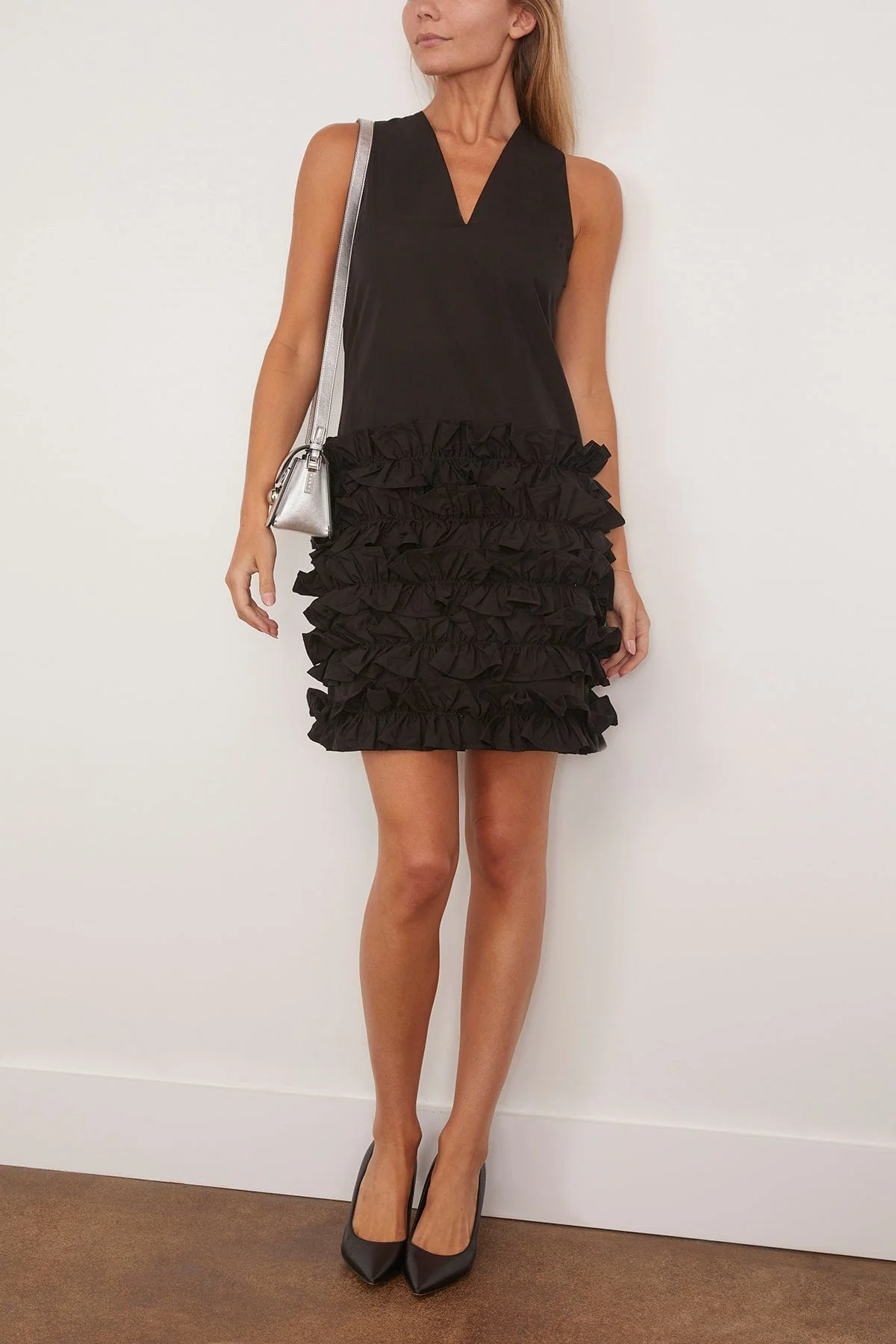 Scenic Organic Cotton Frill Dress in Black - Image 2