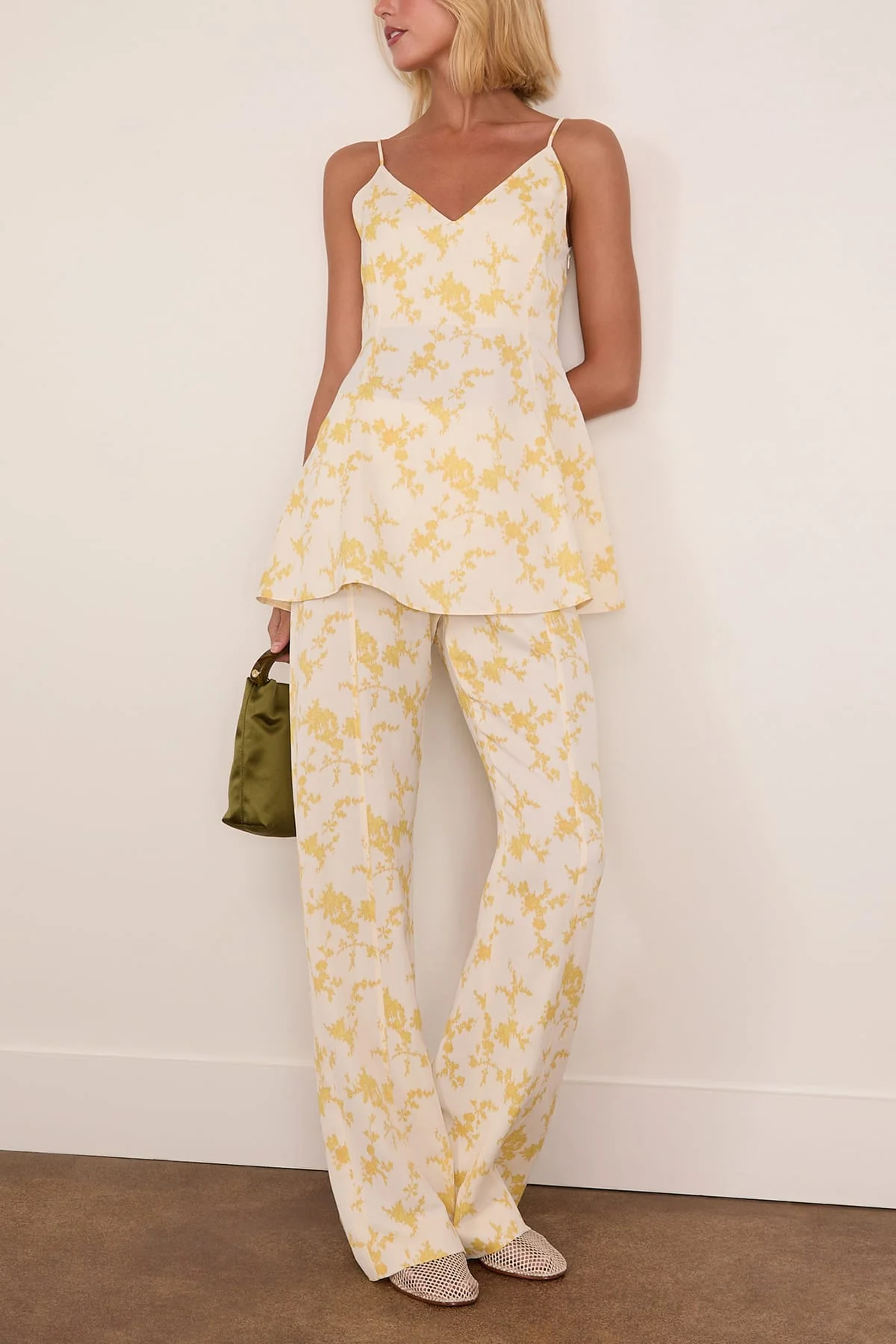 Sculpted Printed Strap Top in Daffodil Bouquet - Image 2