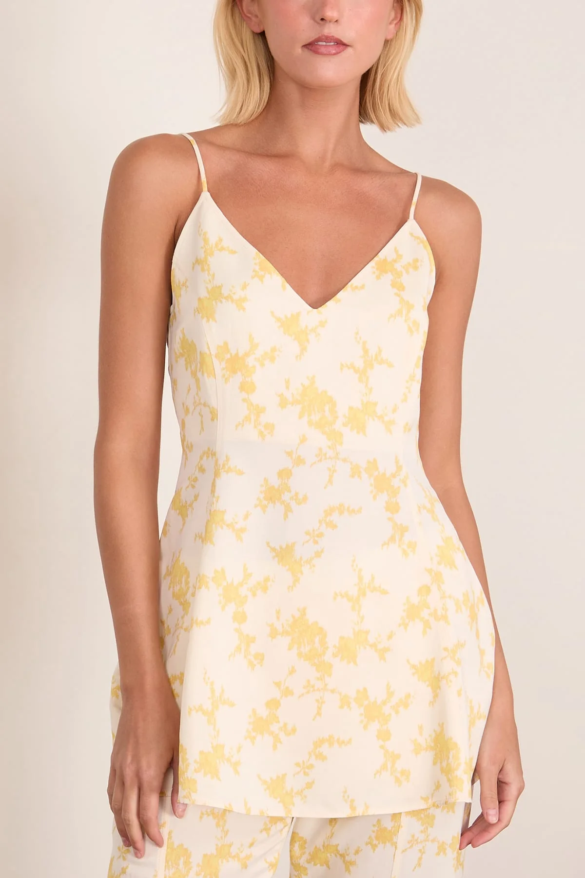 Sculpted Printed Strap Top in Daffodil Bouquet - Image 3