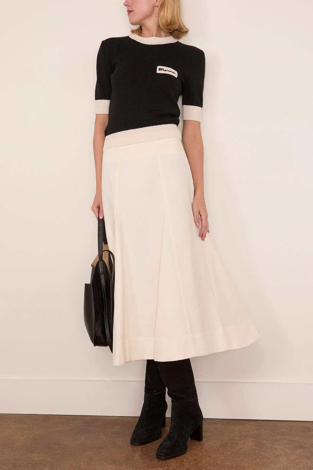 Sculptural Cotton Skirt in Paper White - Image 2