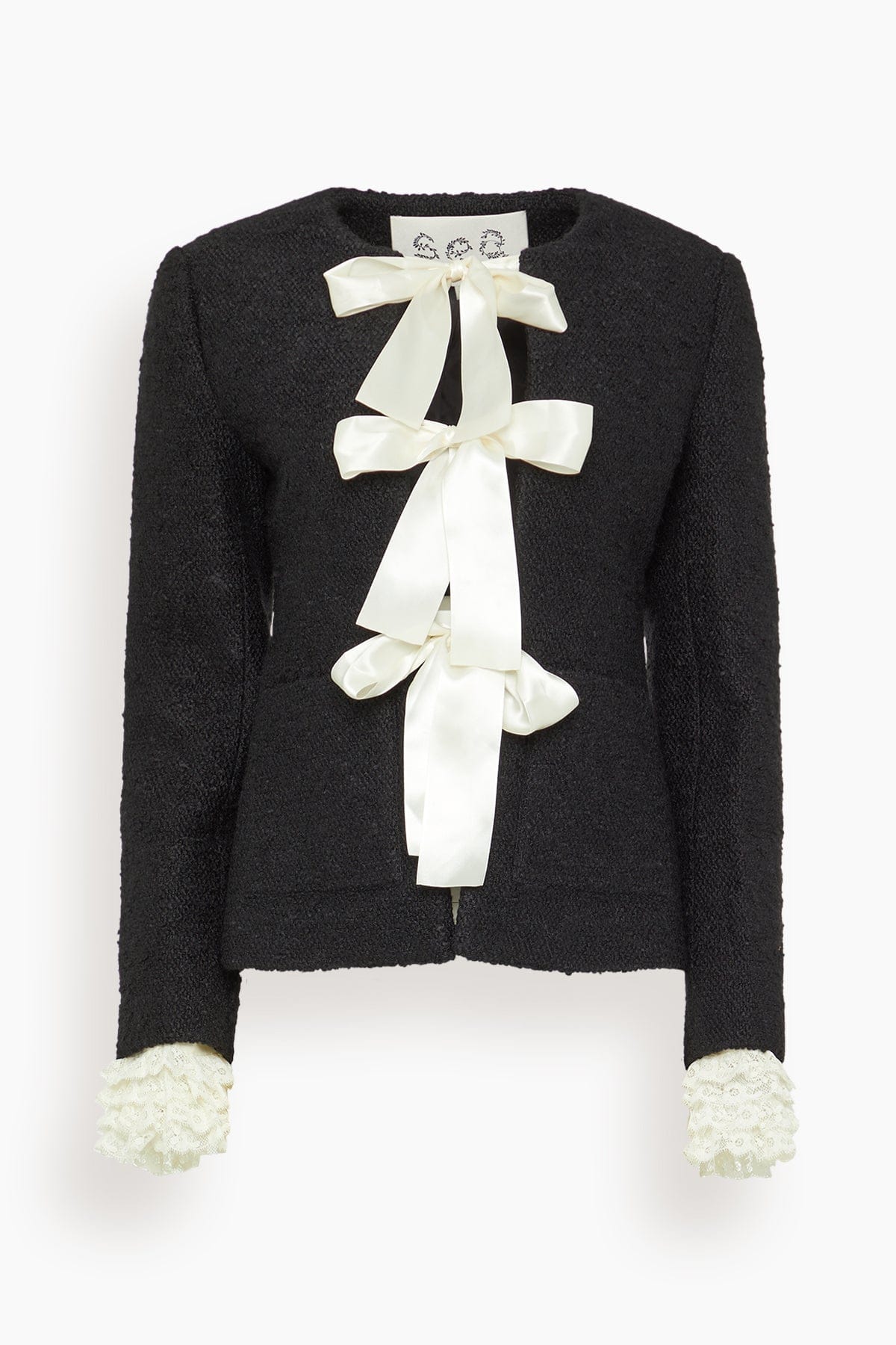 Seraphine Solid Bow Jacket in Black