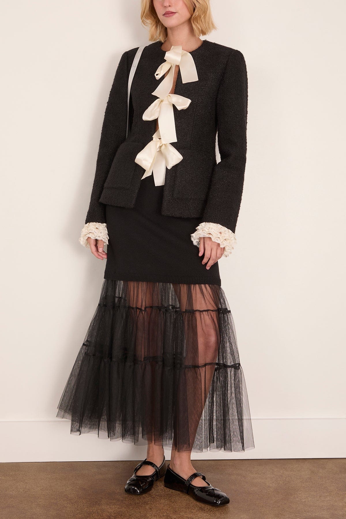 Seraphine Solid Bow Jacket in Black - Image 2