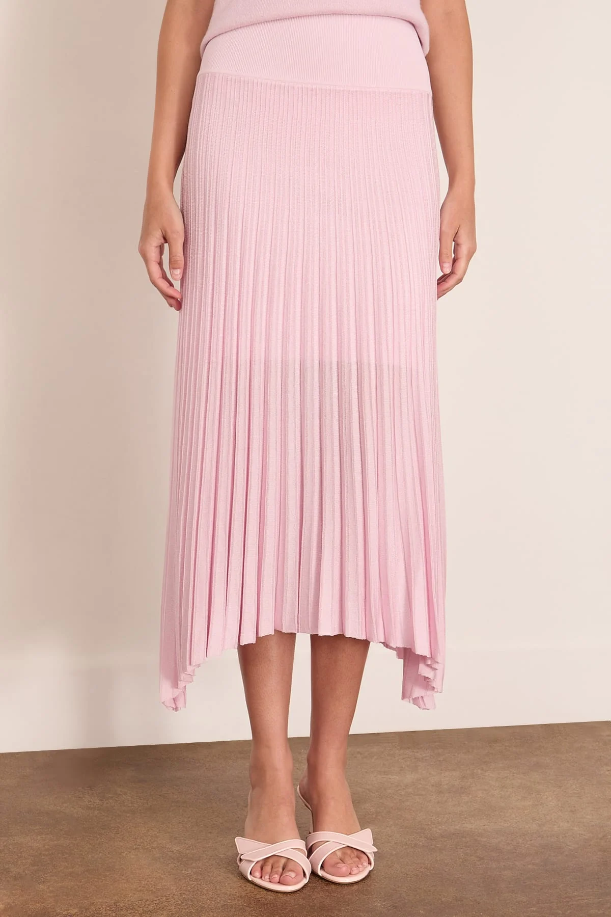 Sheer Pleat Skirt in Powder Pink - Image 3