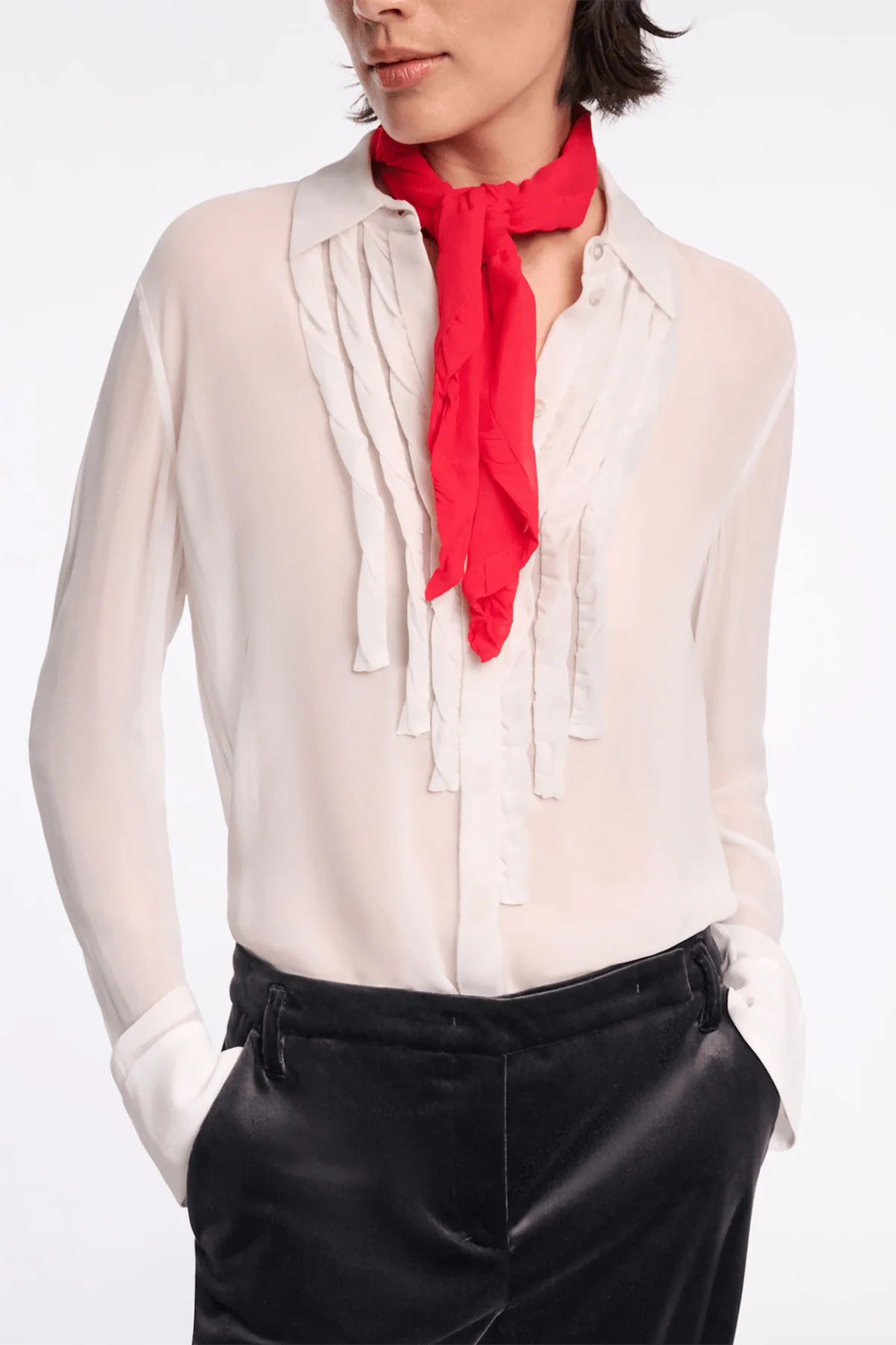 Sheer Twist Blouse in Camellia White - Image 3