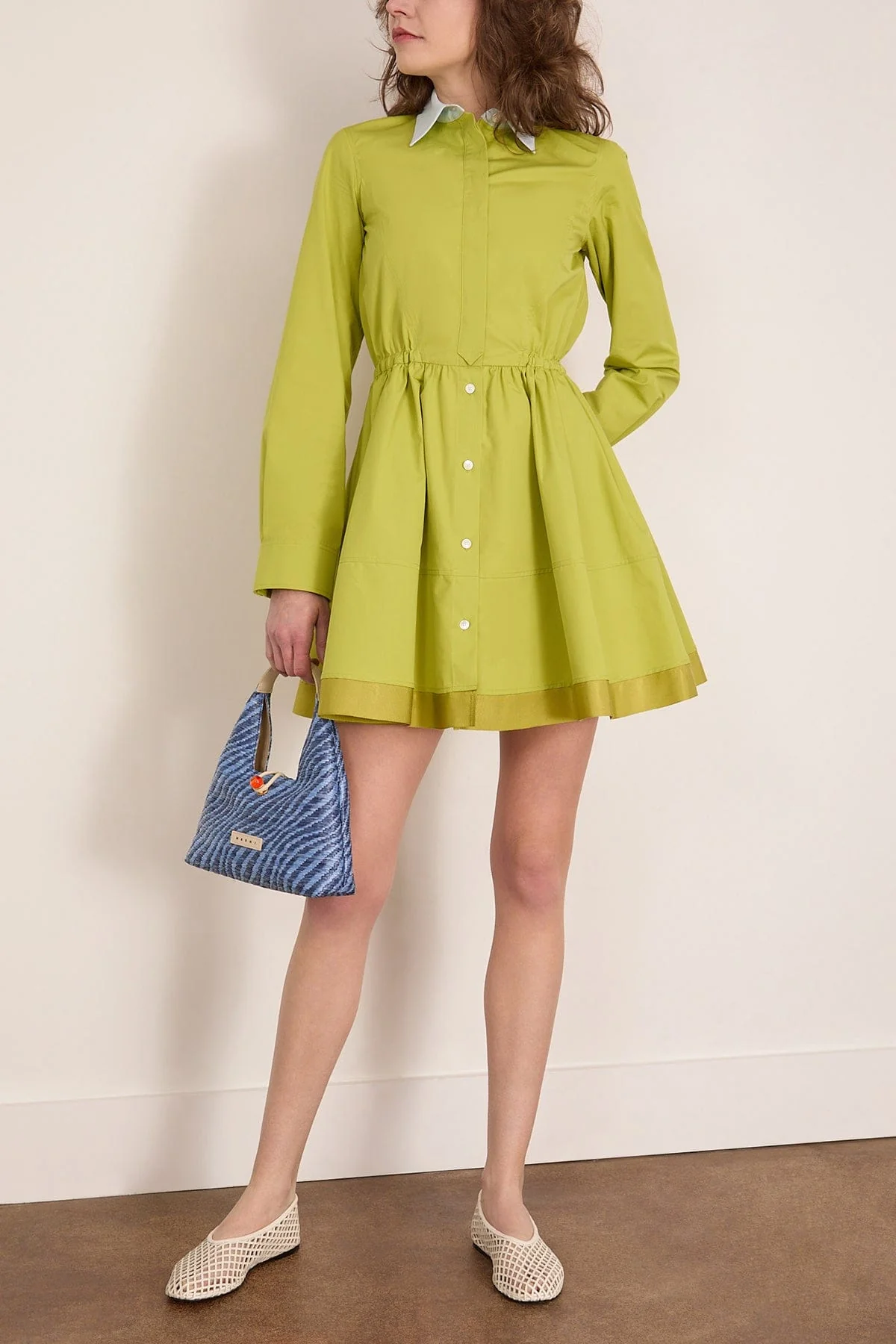 Short Shirt Dress in Absinth Green - Image 2