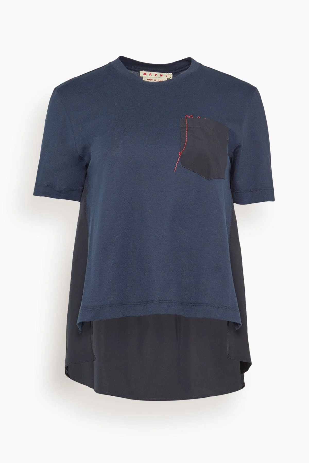 Short Sleeve Pocket Tee in Blue/Black