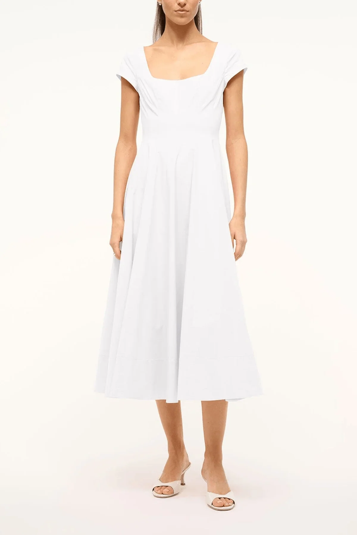 Short Sleeve Wells Dress in White - Image 3