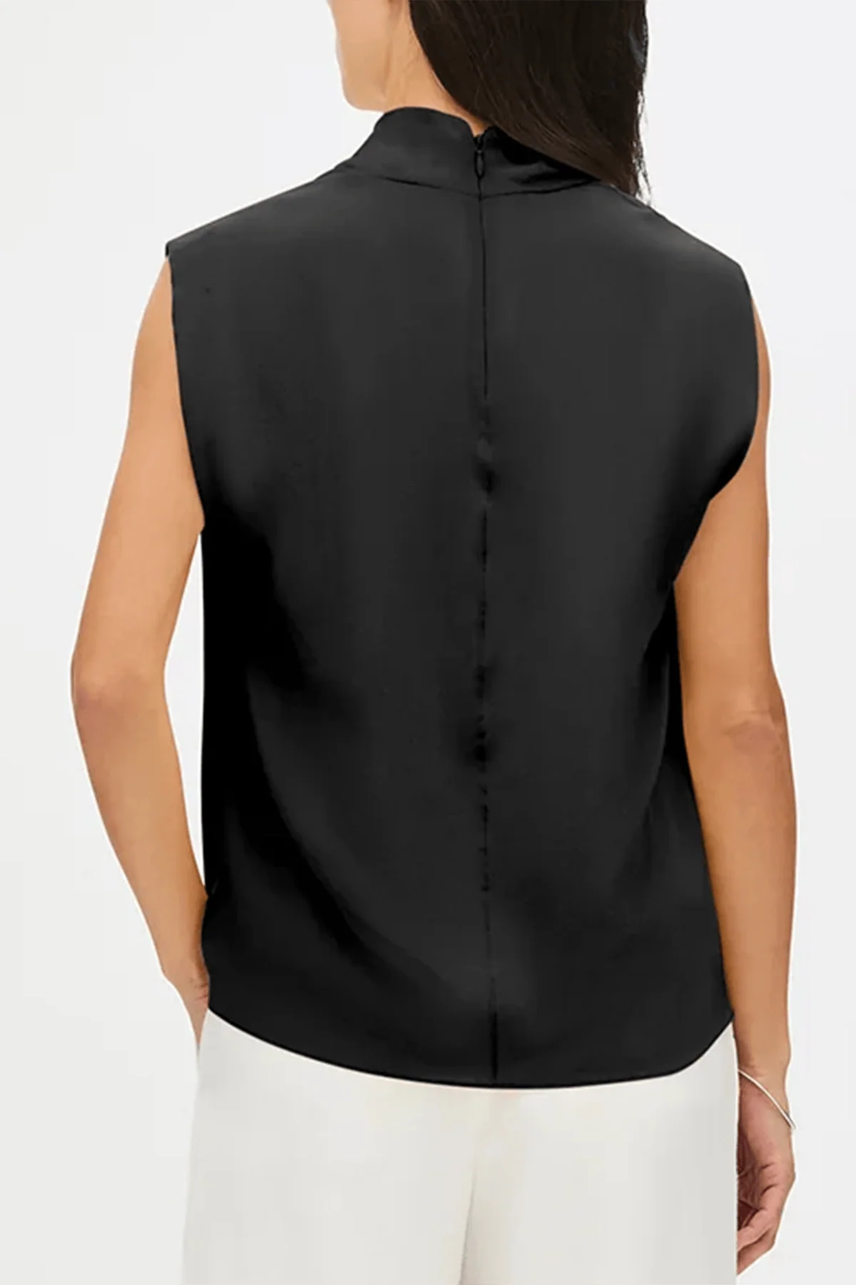 Silk Draped Top in Black - Image 4
