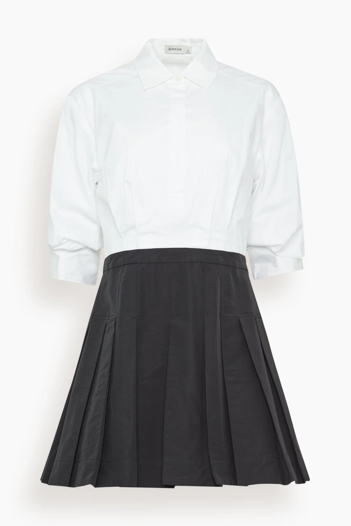 Sinclair Short Sleeve Combo Mini Dress in White Multi