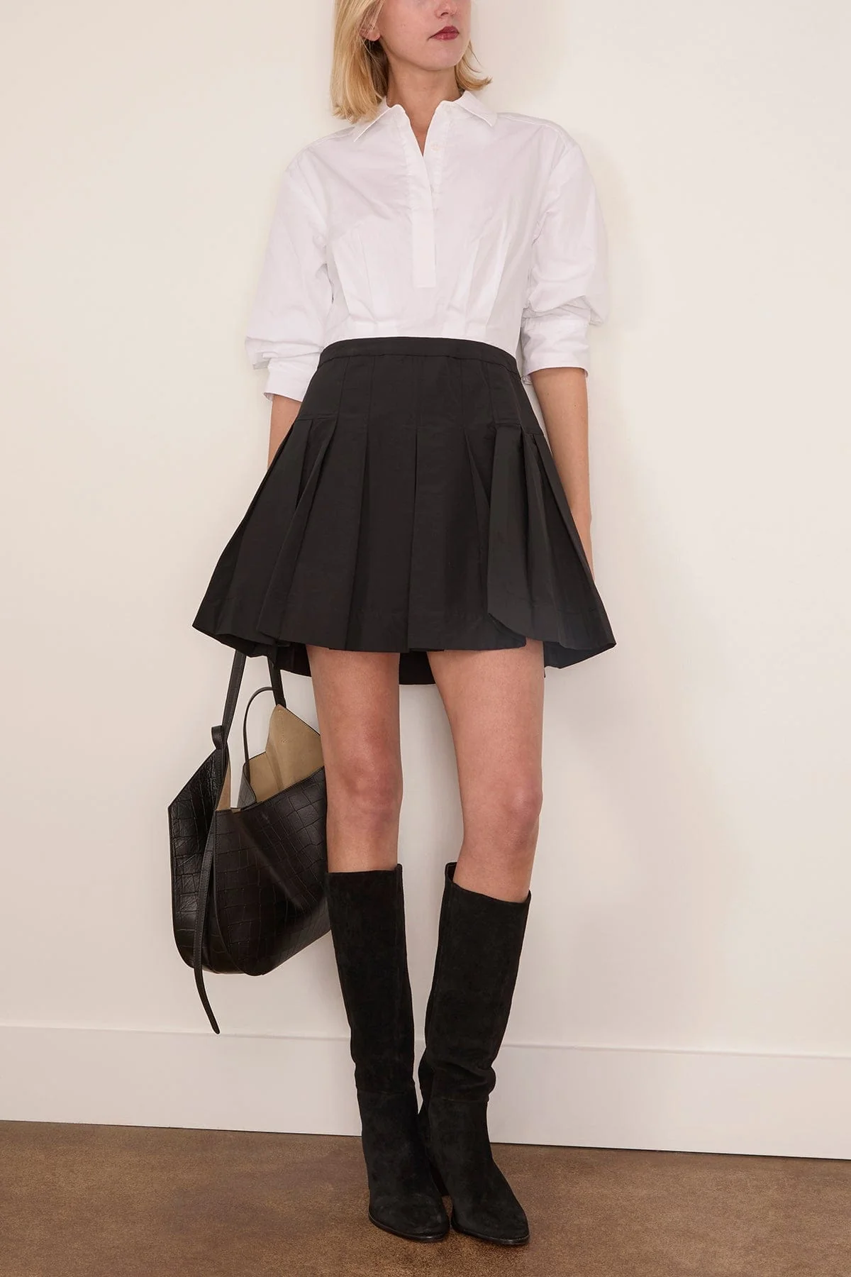 Sinclair Short Sleeve Combo Mini Dress in White Multi - Image 2