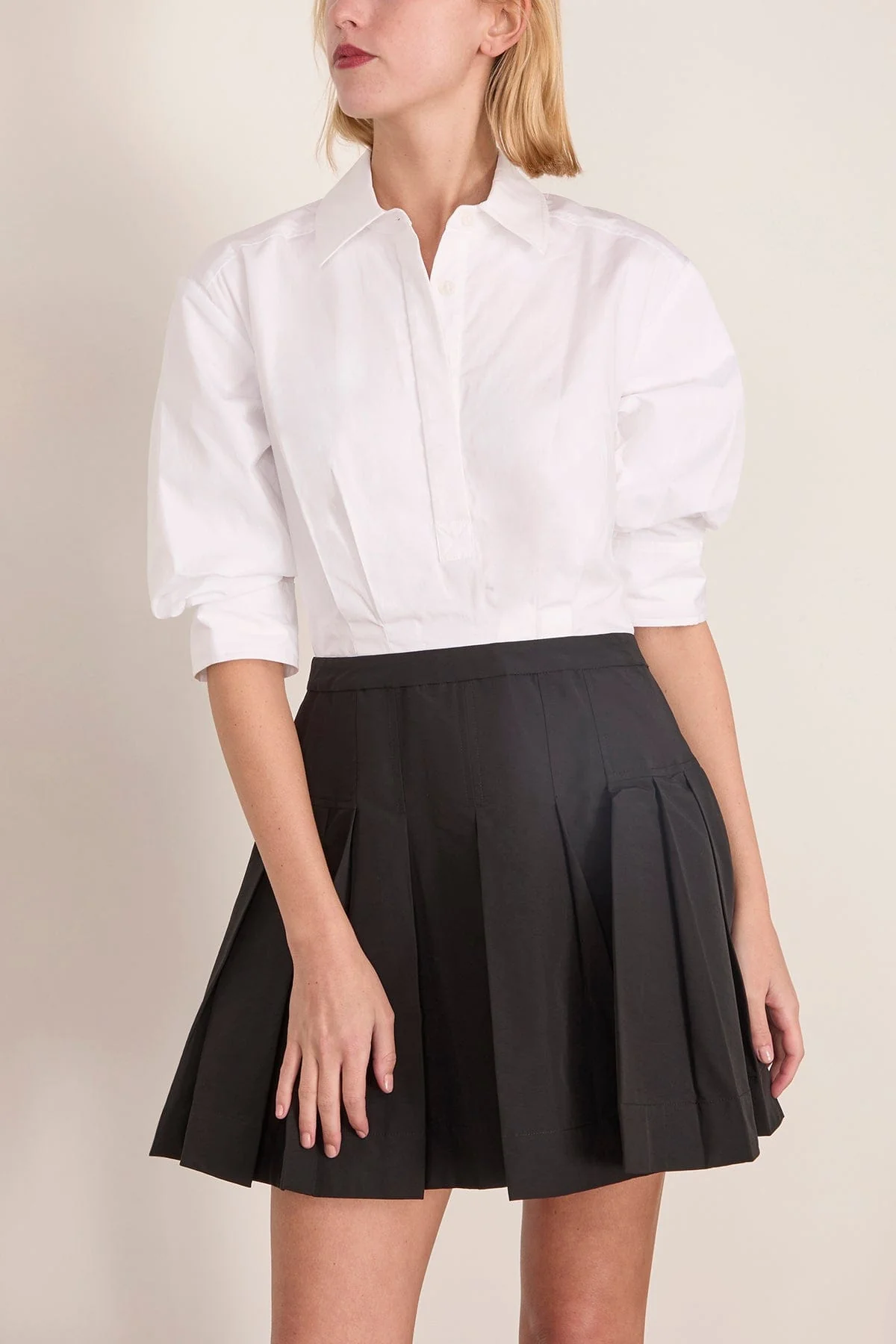 Sinclair Short Sleeve Combo Mini Dress in White Multi - Image 3