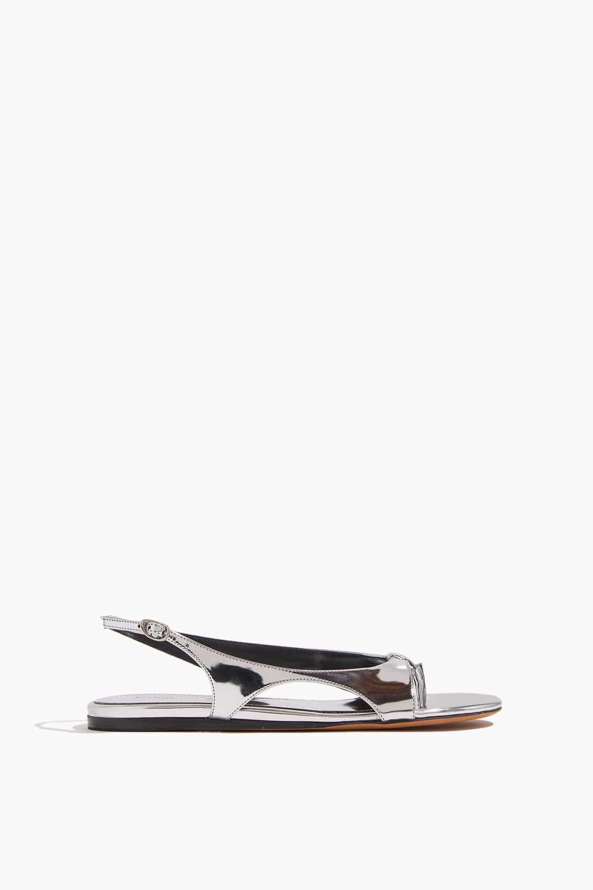 Slash Flat Thong Sandals in Silver