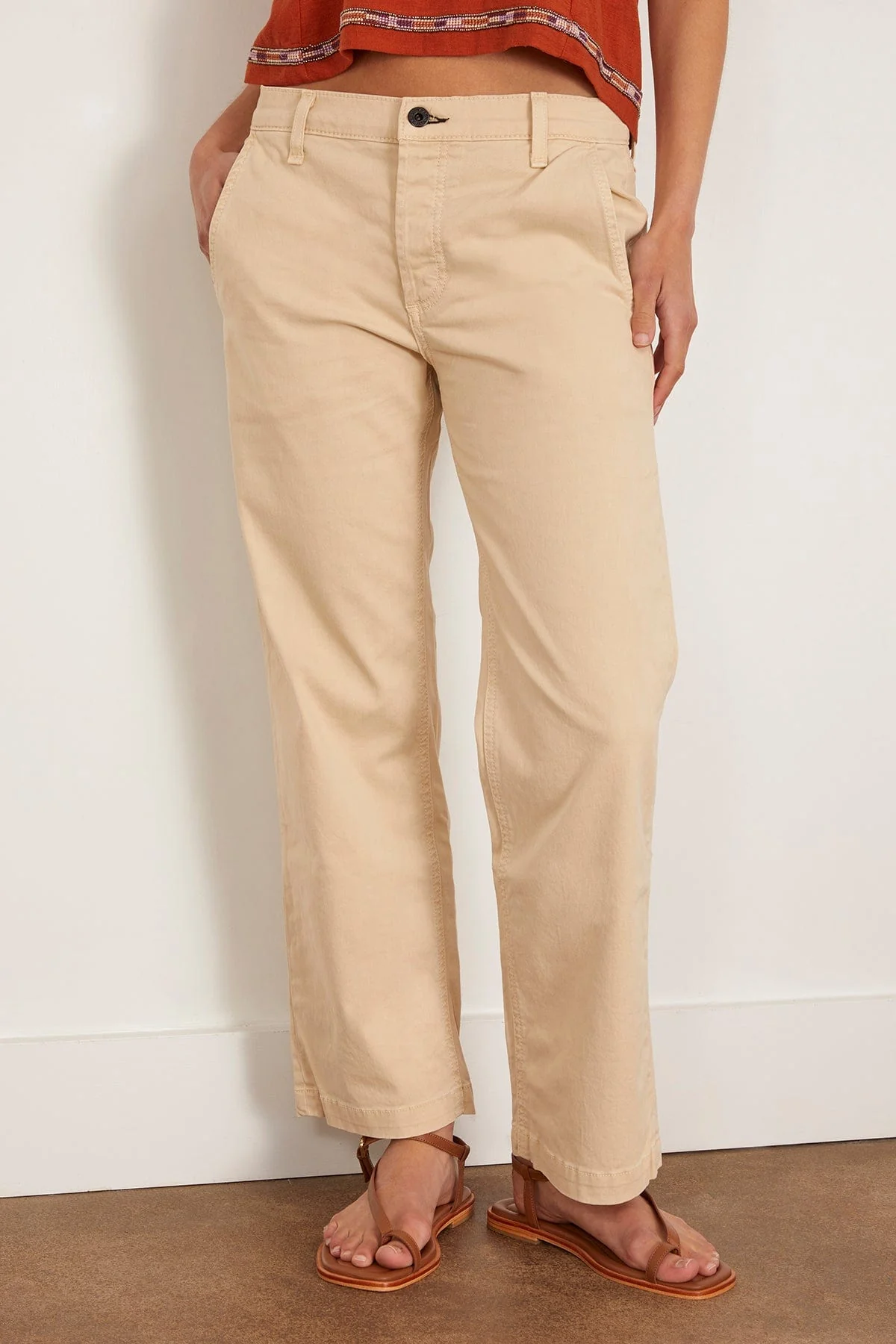Slim Chino Pant in Washed Ecru - Image 4