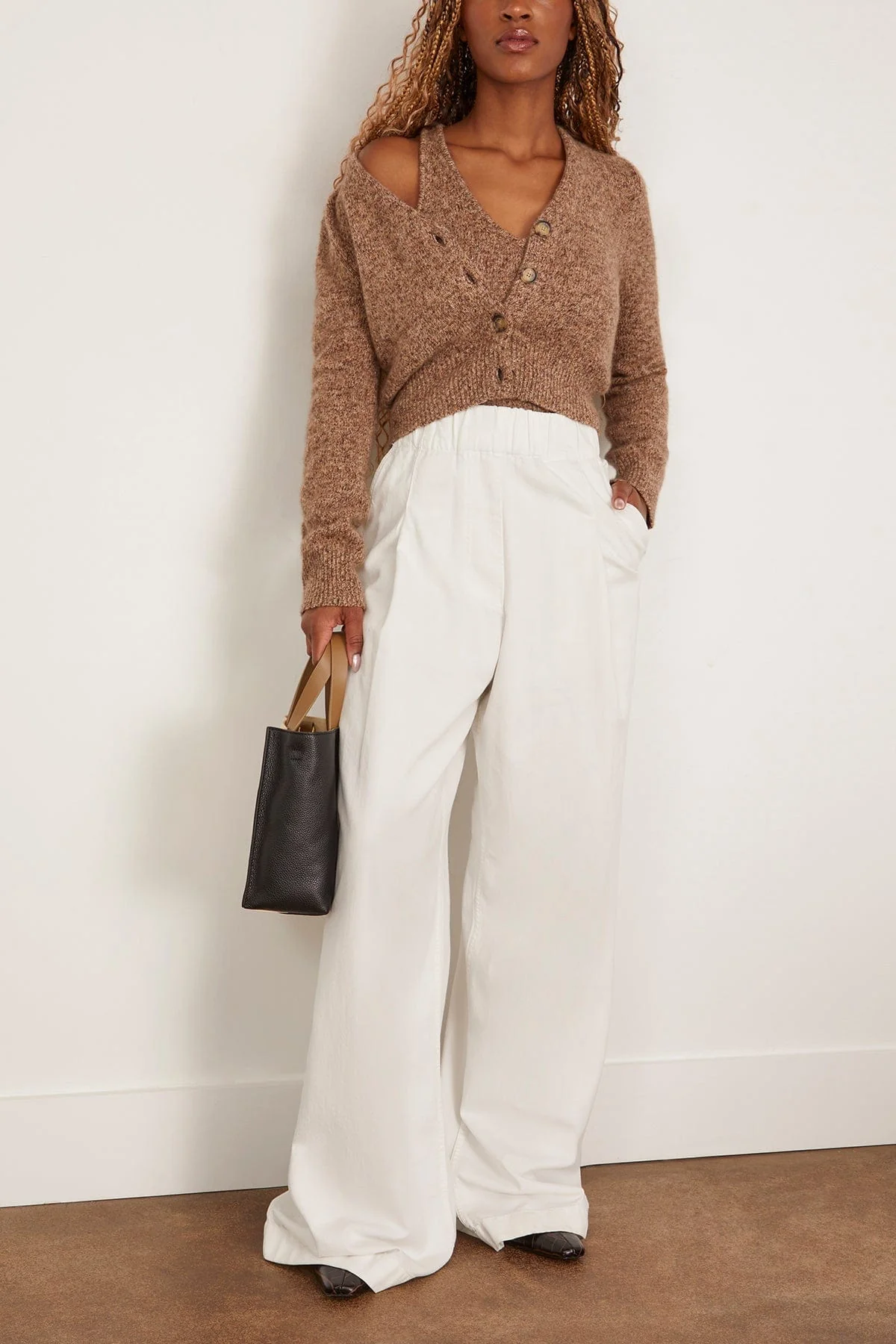 Sloane Cardigan Sweater in Marled Brown - Image 2