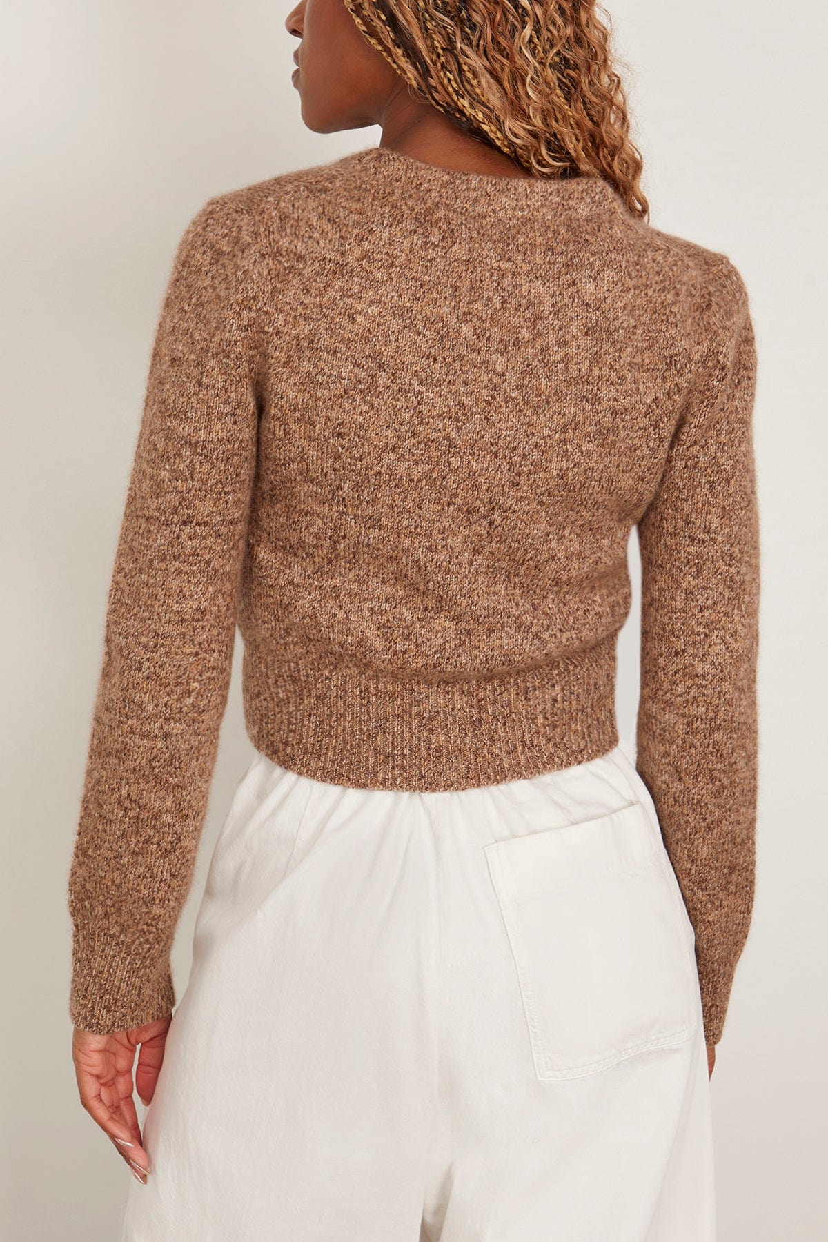 Sloane Cardigan Sweater in Marled Brown - Image 4