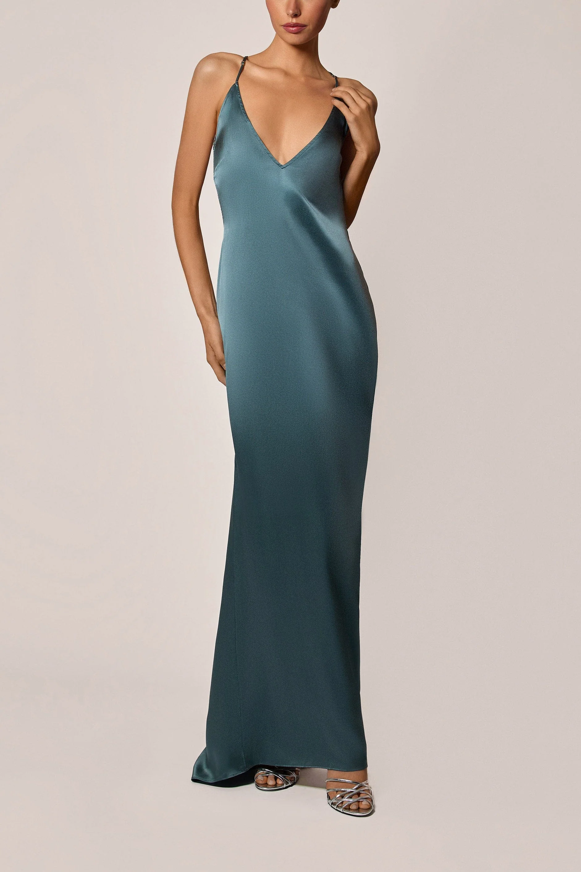 Soie T-Back Gown in Tempete - Image 2