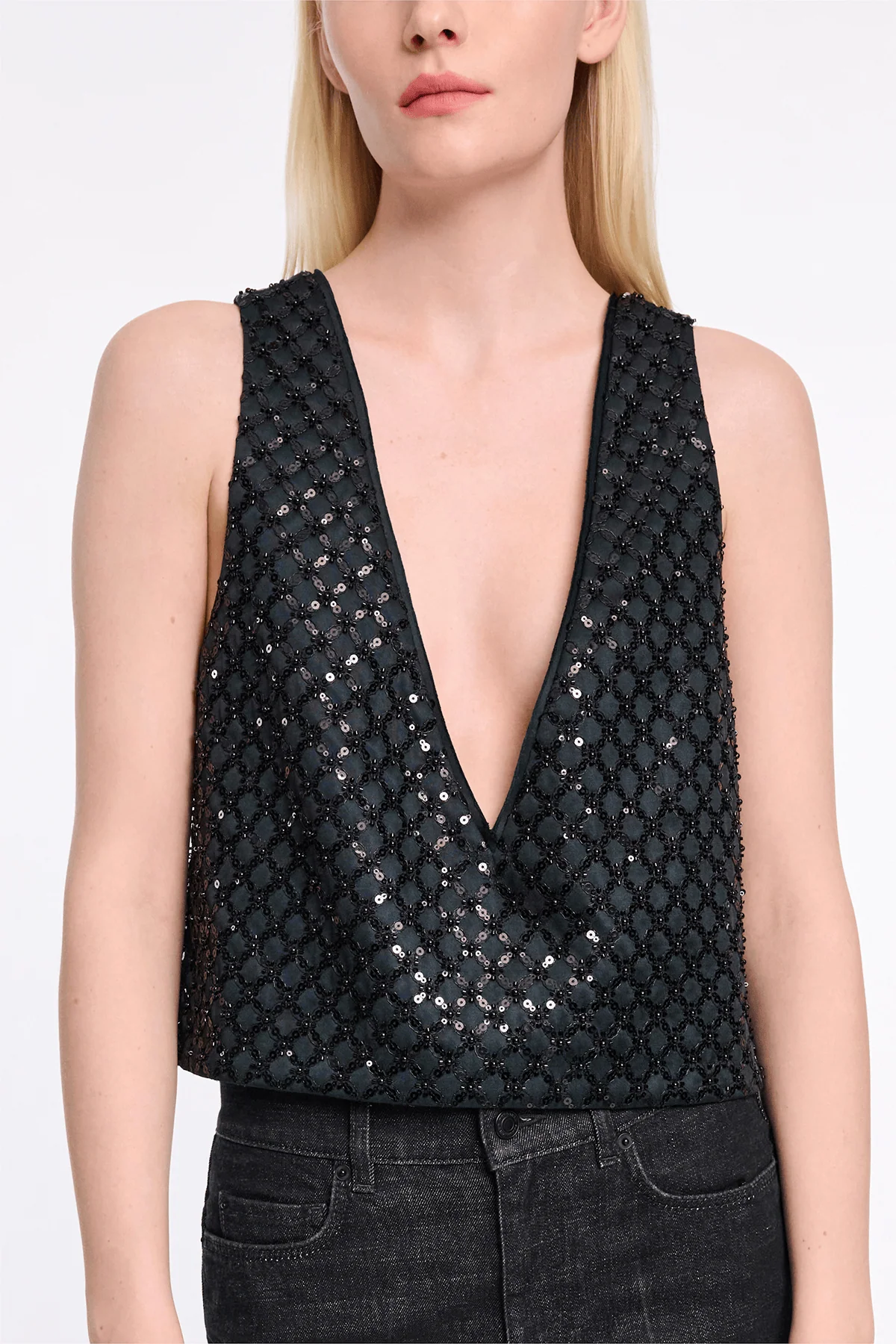 Sparkling Statement Top in Graphite - Image 3