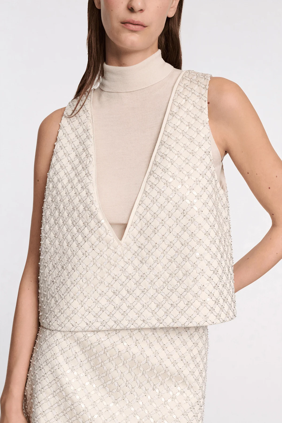 Sparkling Statement Top in Pearl - Image 3