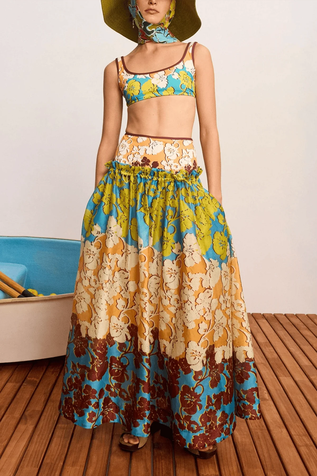 Splice Midi Skirt in Multi - Image 2