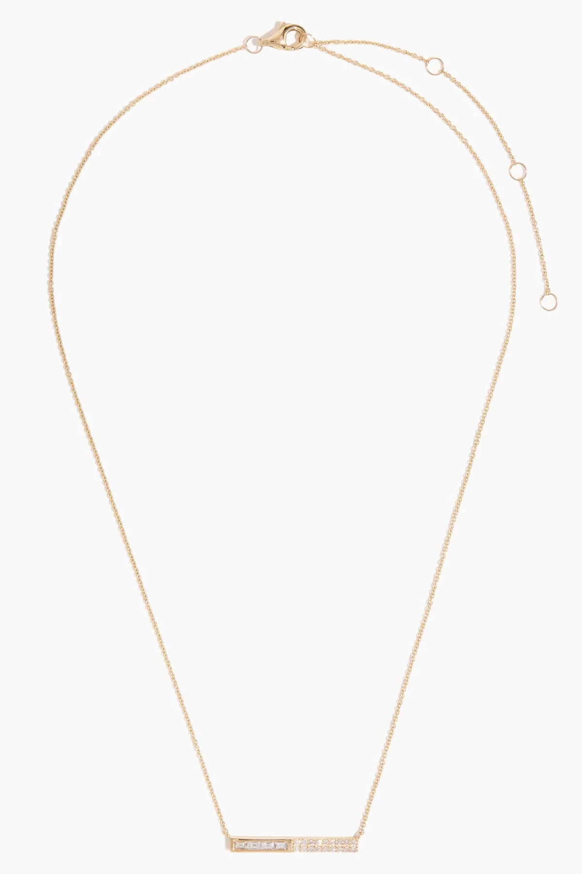 Split Diamond Bar Necklace in 14k Yellow Gold - Image 3