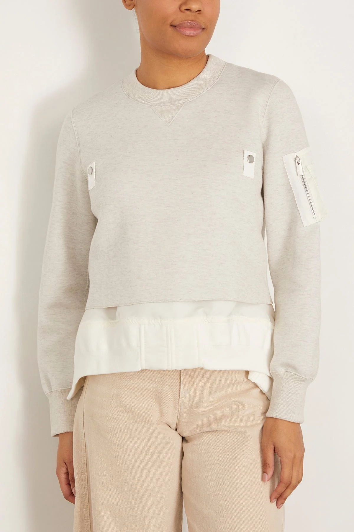 Sponge Sweat Nylon Twill Pullover in Ecru/Off White - Image 3