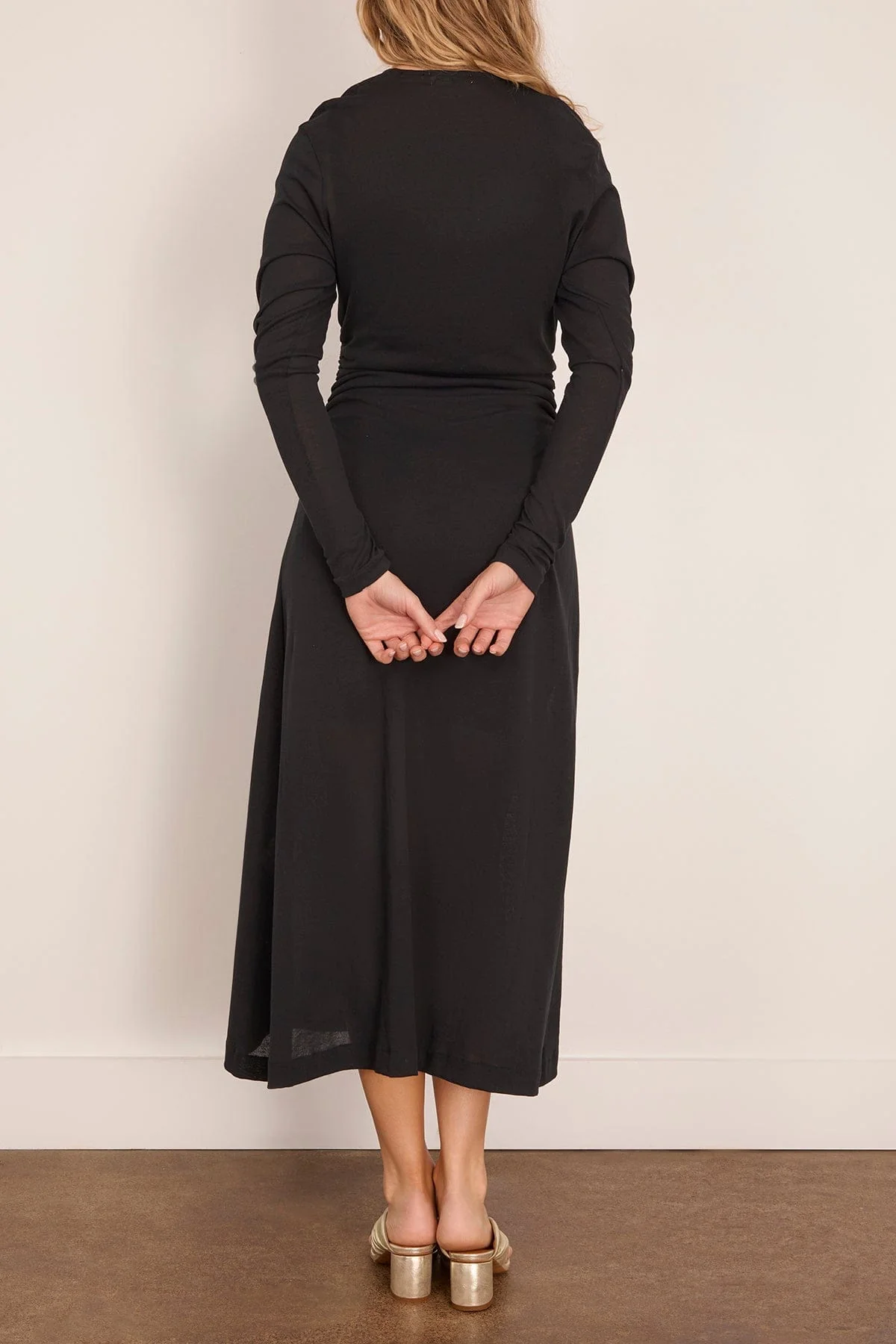 Steep V-Neck Dress in Black - Image 4