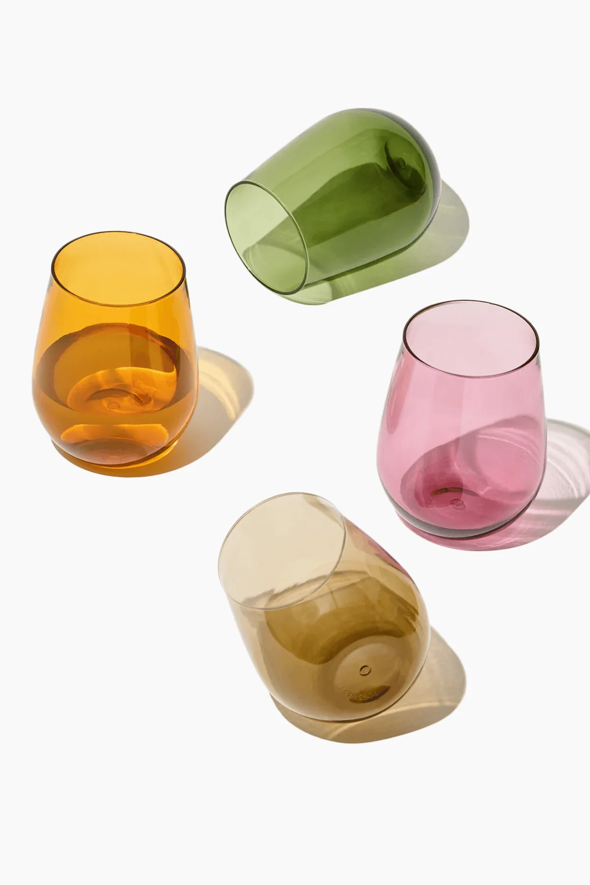 Stemless Wine Glasses - Set of 4 Mixed Colors