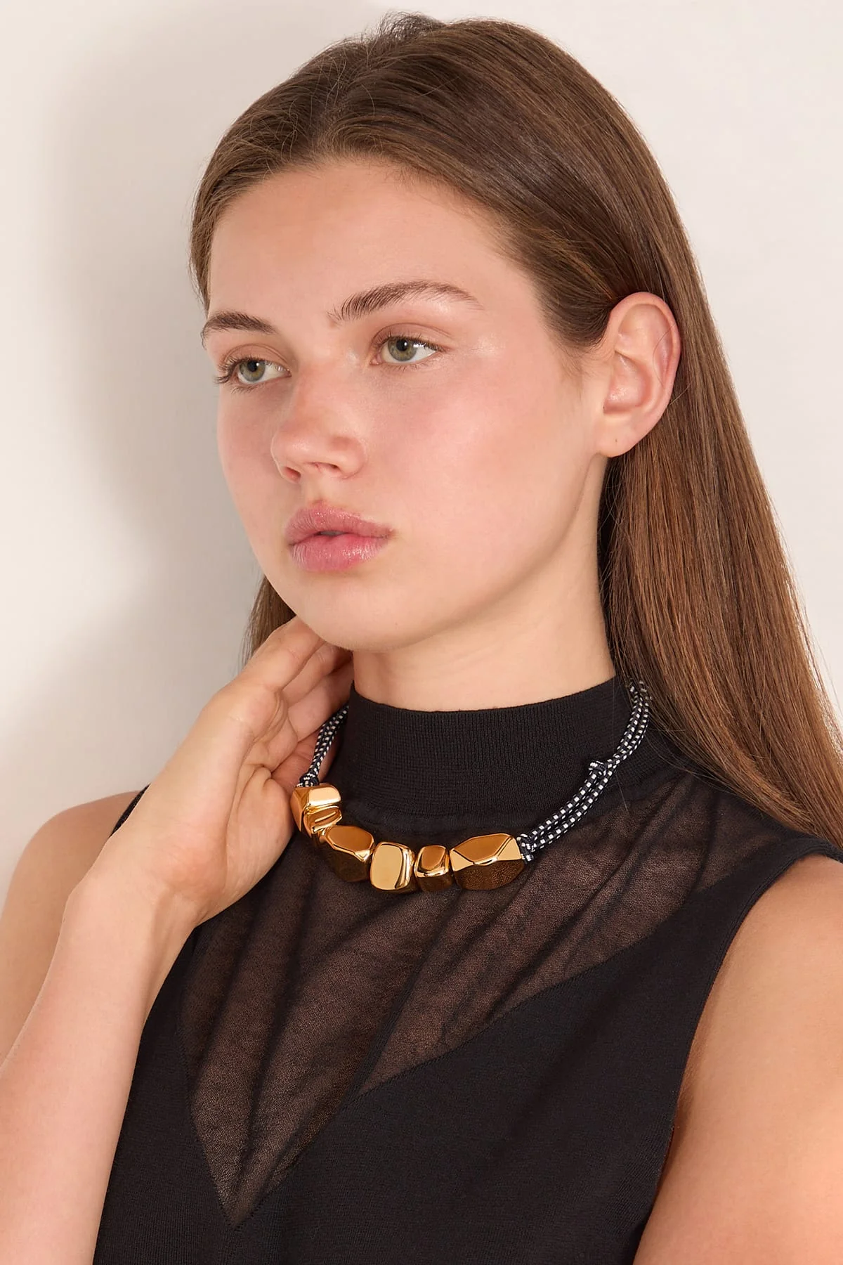 Stone Cord Necklace in Blue Gold - Image 2
