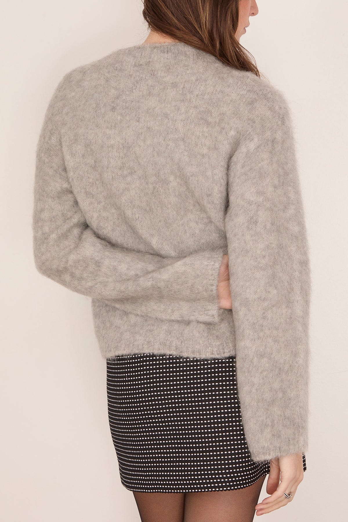 Stretch Baby Suri Alpaca Oversized Sweater in Pearl - Image 4