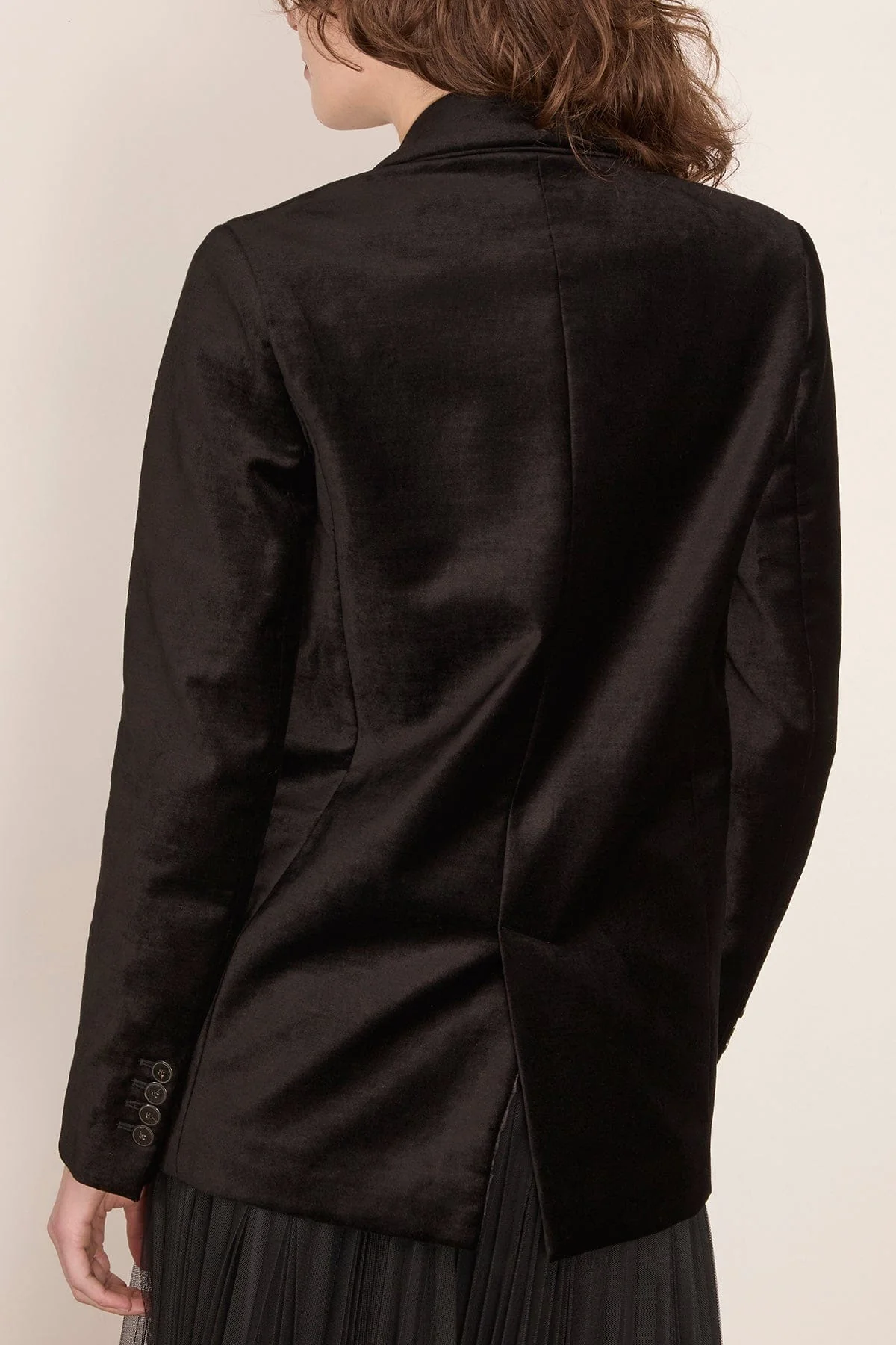 Stretch Velvet Masculine Jacket in Noir - Image 4