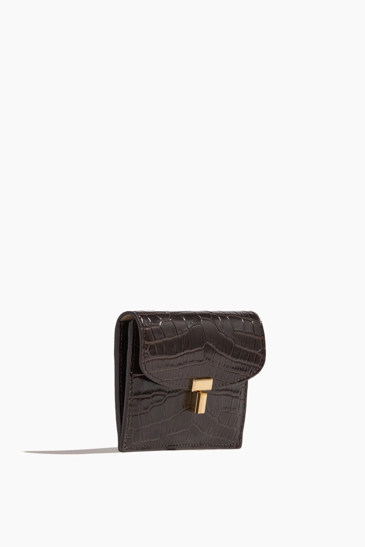 T-Lock Croco-Embossed Cardholder in Dark Brown - Image 2