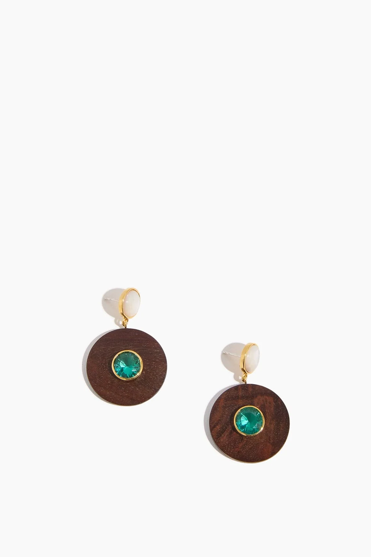 Taj Disc Earrings in Acacia Wood Multi