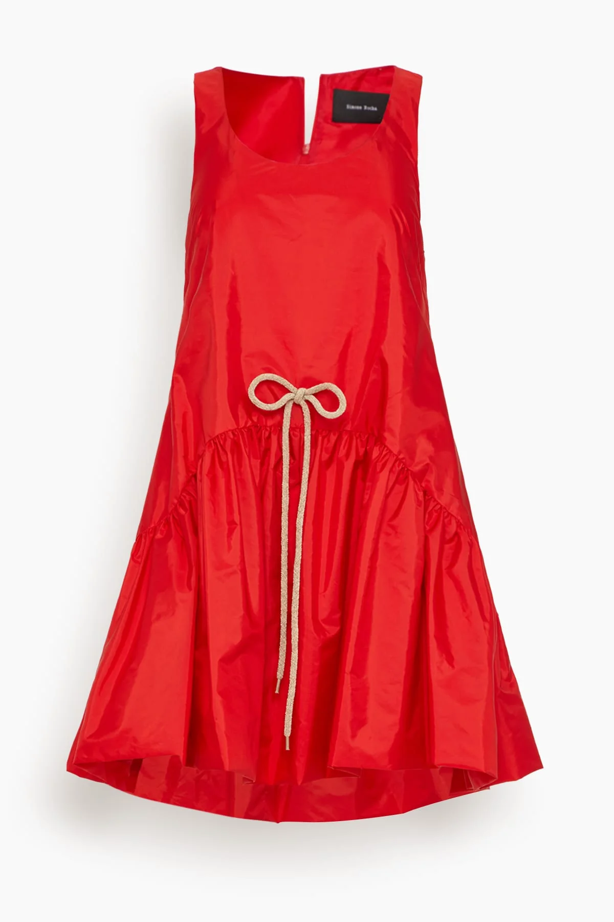 Tapered Back Peplum Mini Dress in Red/Taupe