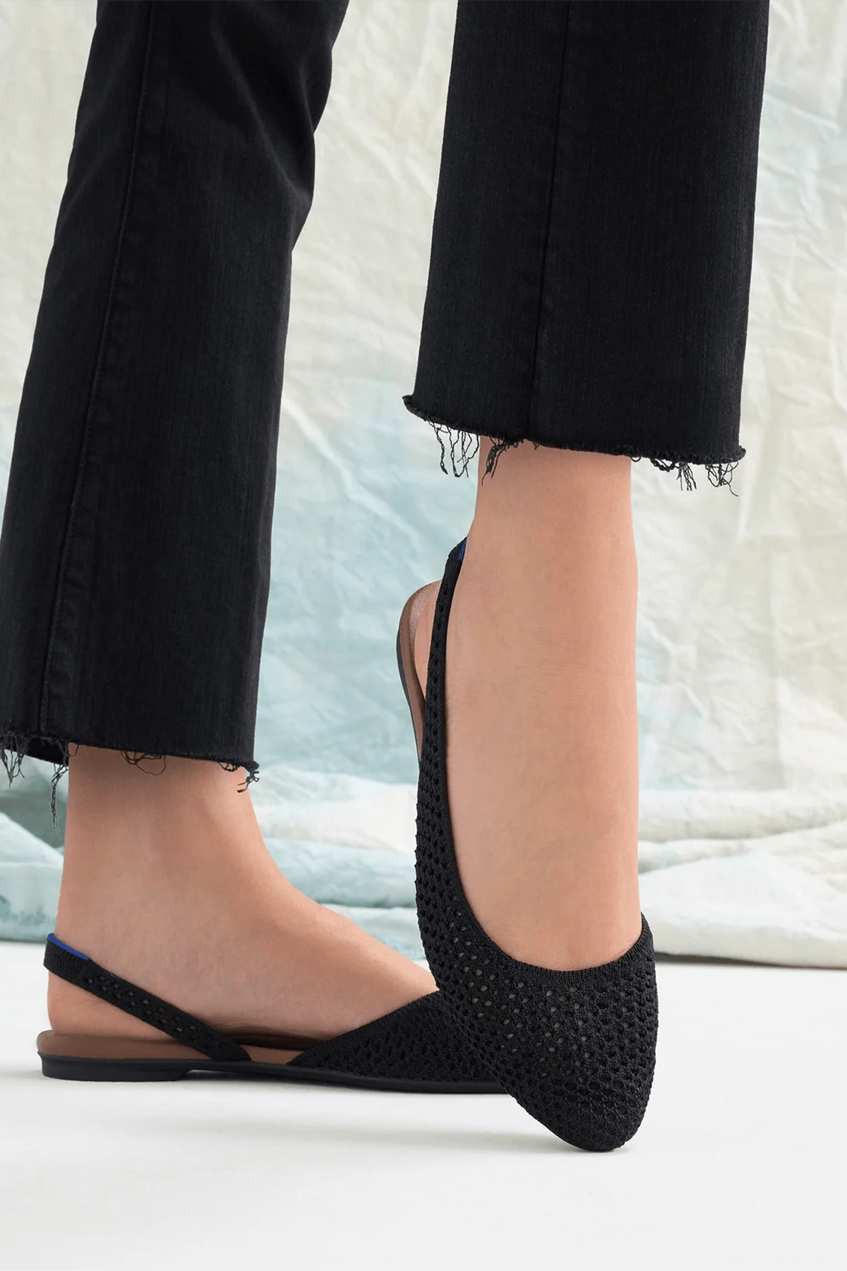 The Almond Slingback in Black Mesh - Image 2